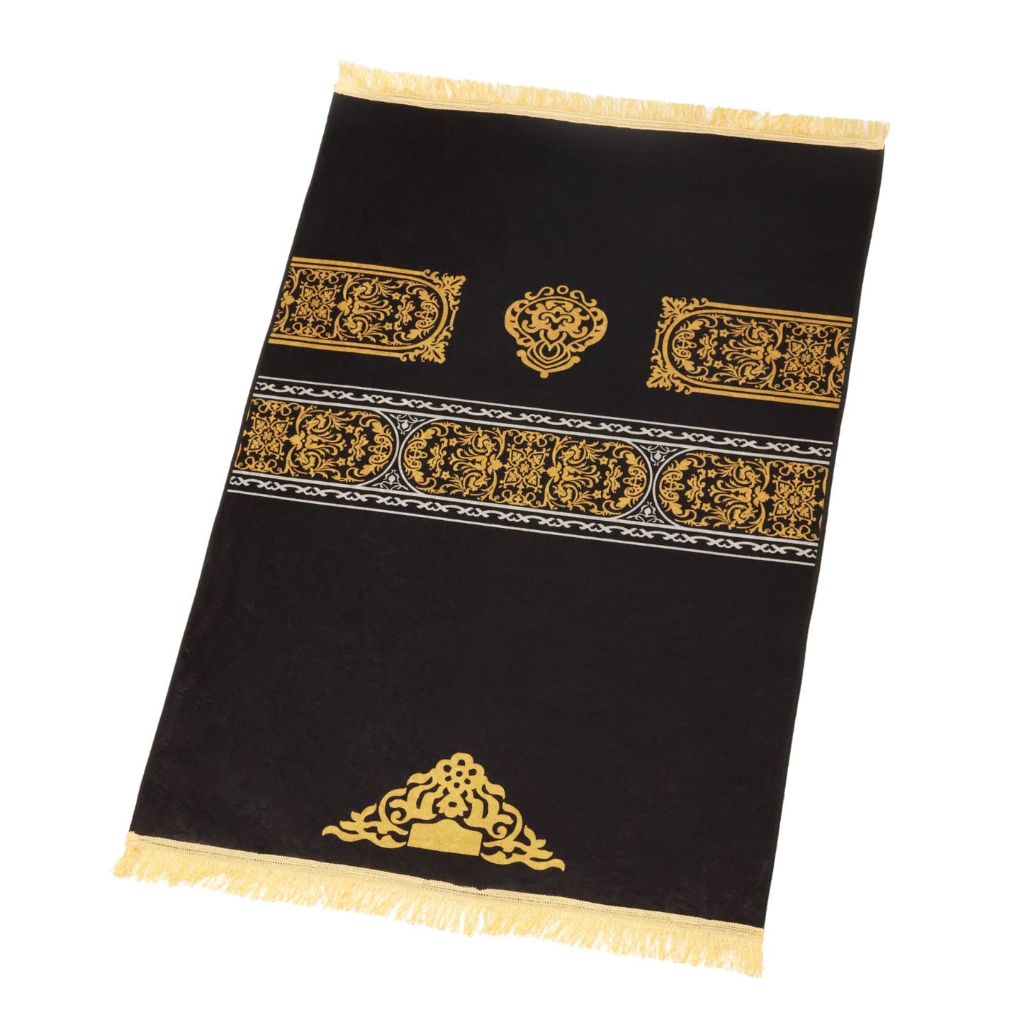 Black-Gold Traditional Pattern Prayer Rug