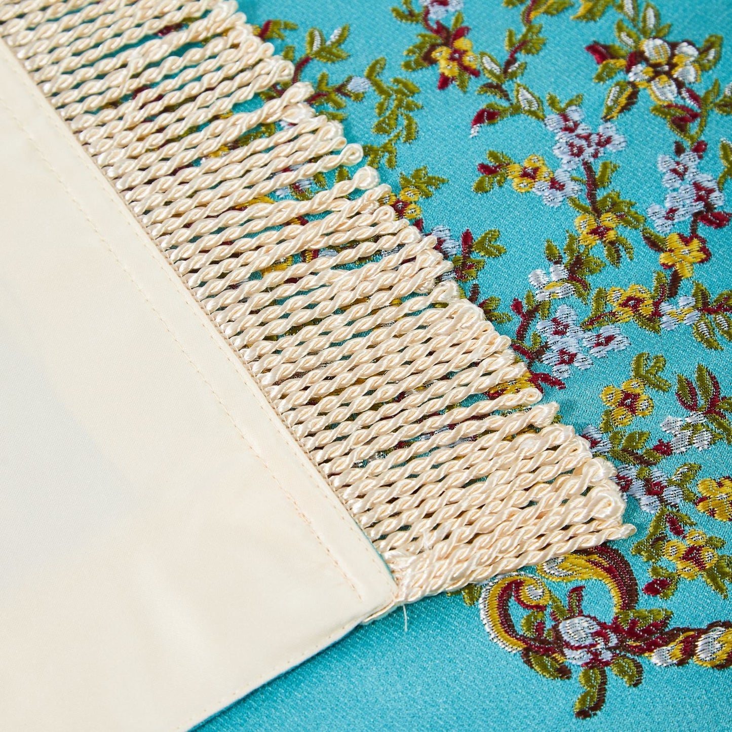 Detailed Floral Embroidered Prayer Rug Islam