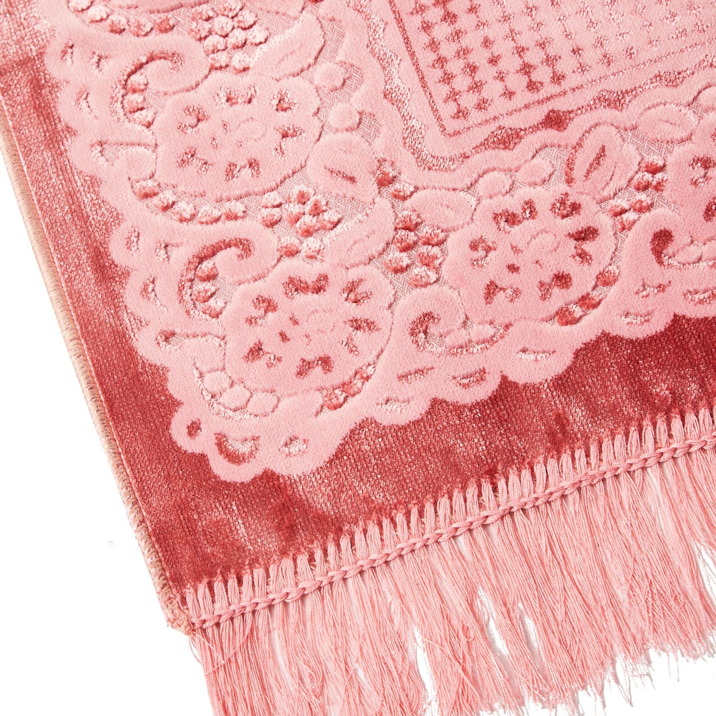 Glossy Embossed Flower & Leaves Prayer Rug