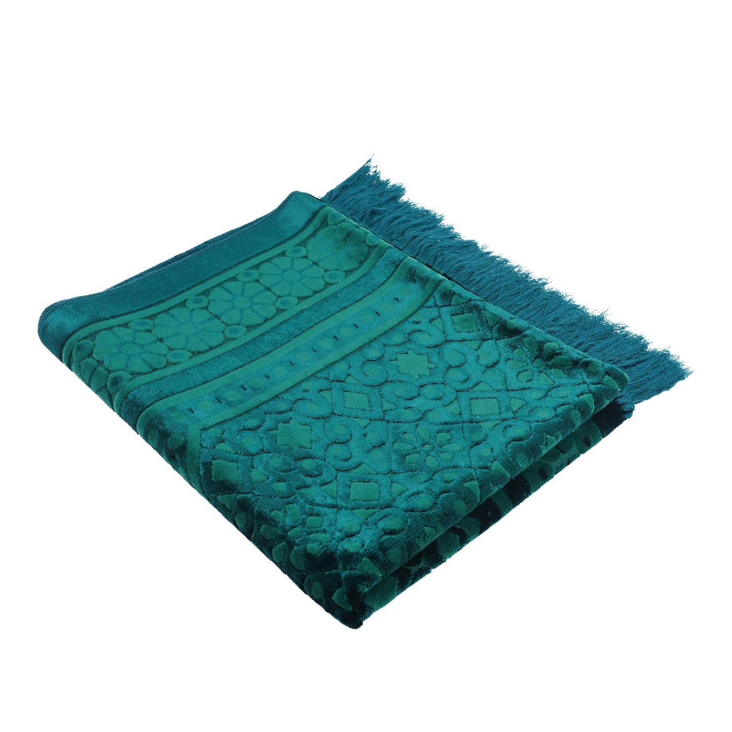 Glossy Embossed Flowers Muslim Prayer Rug
