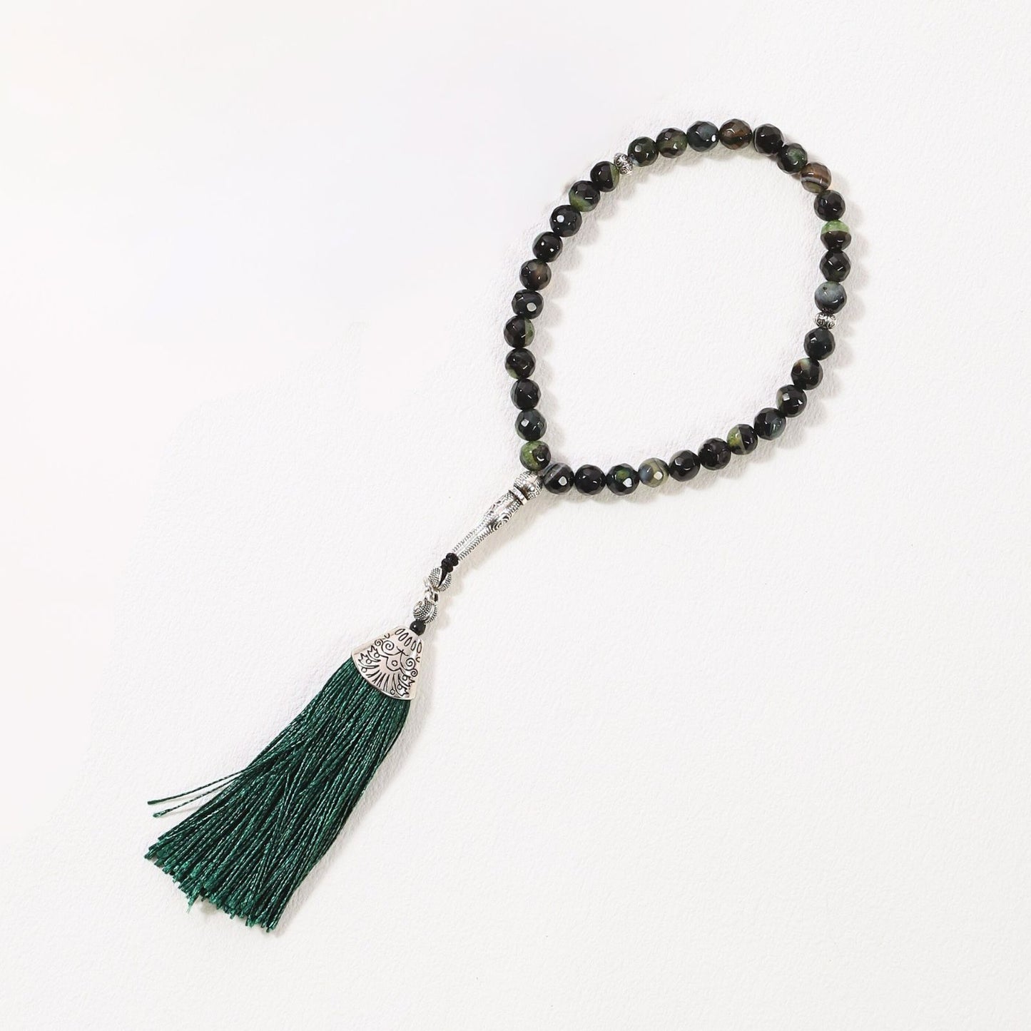 Polyhedron Dark Green Agate – Tasbih Islamic Prayer Beads