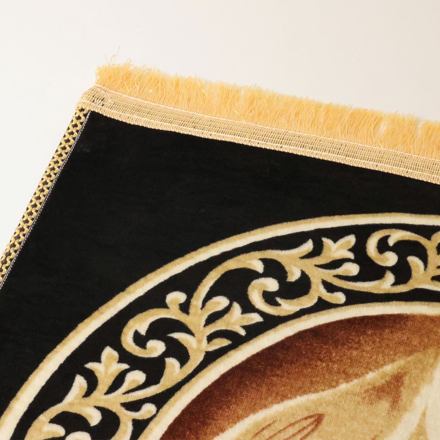 Thick Black Stone Pattern Muslim Prayer Rug