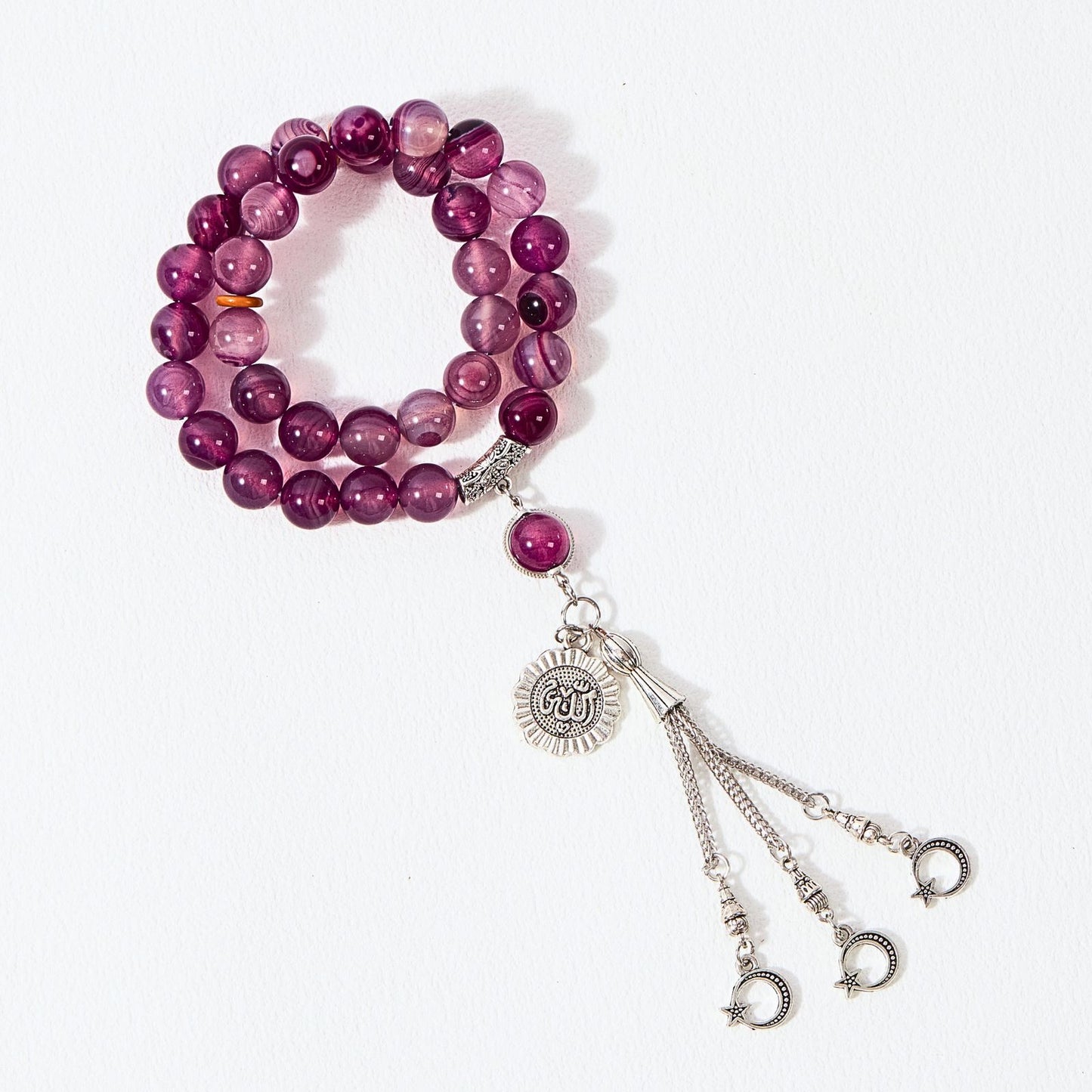Real Agate With Star-moon Tassel Tasbih Misbaha