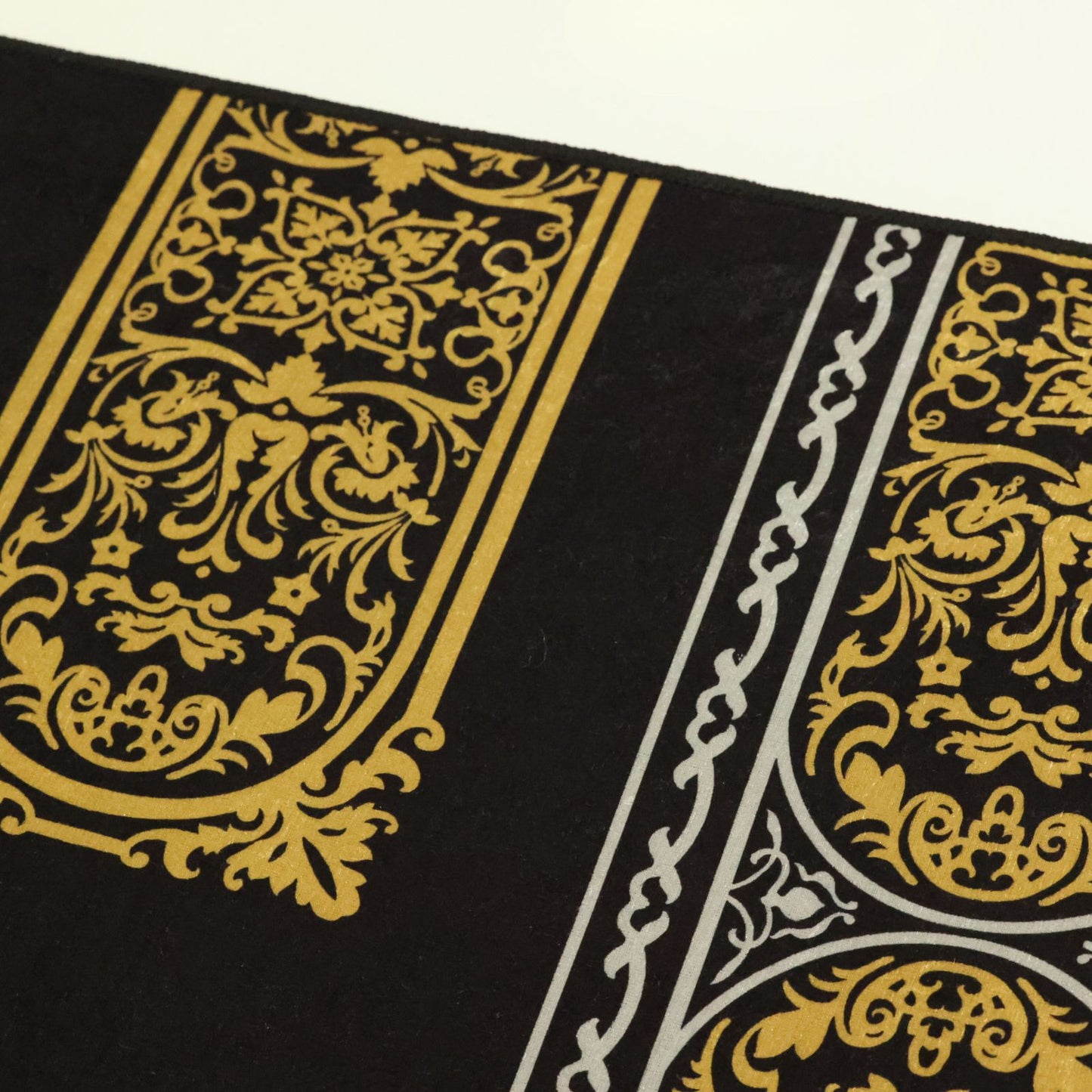Black-Gold Traditional Pattern Prayer Rug
