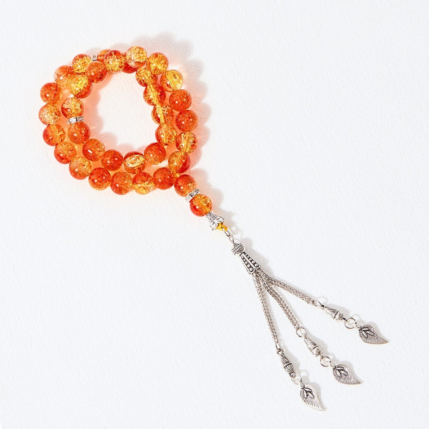 Crack Glass With Leaf–Tasbih Islamic Prayer Beads