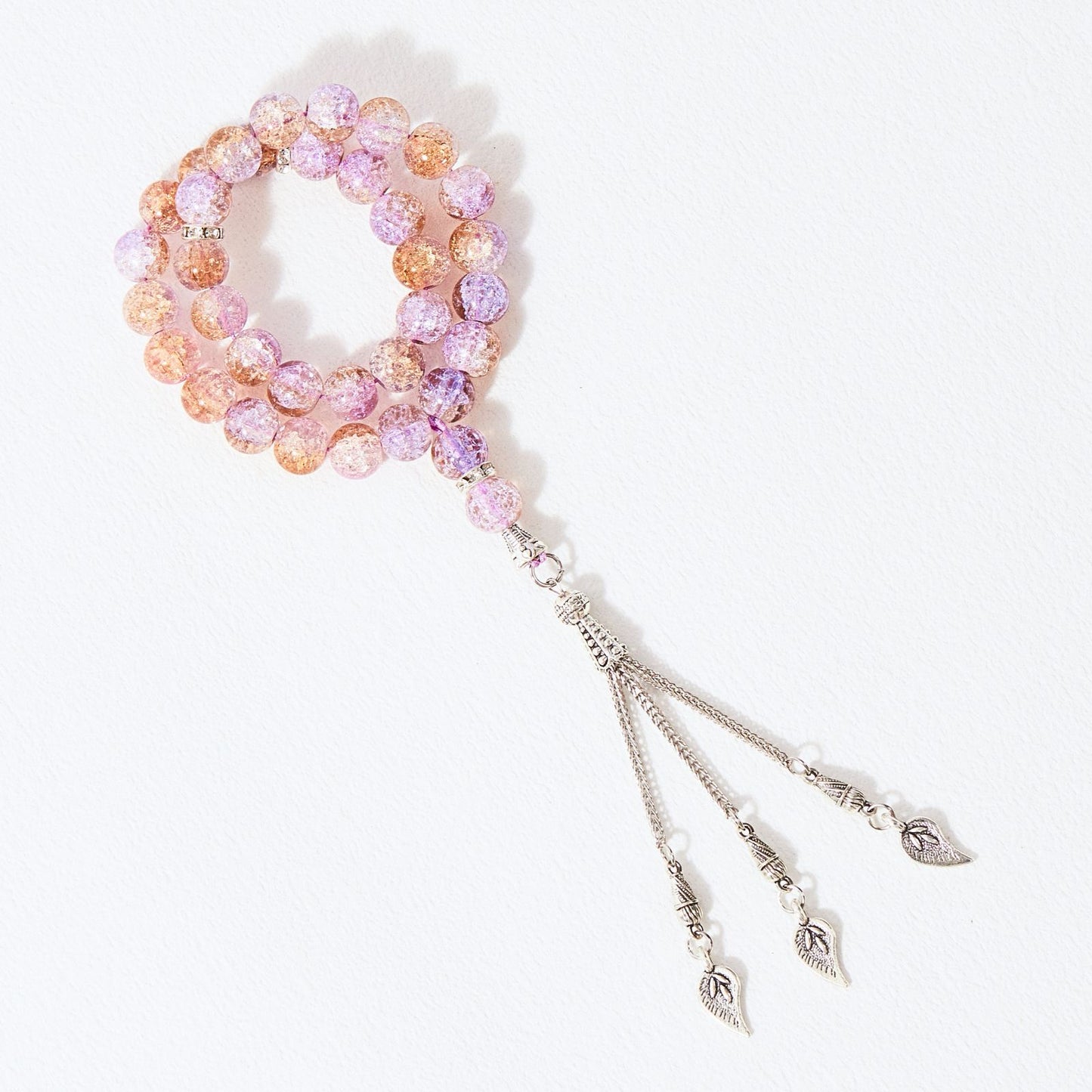 Crack Glass With Leaf–Tasbih Islamic Prayer Beads