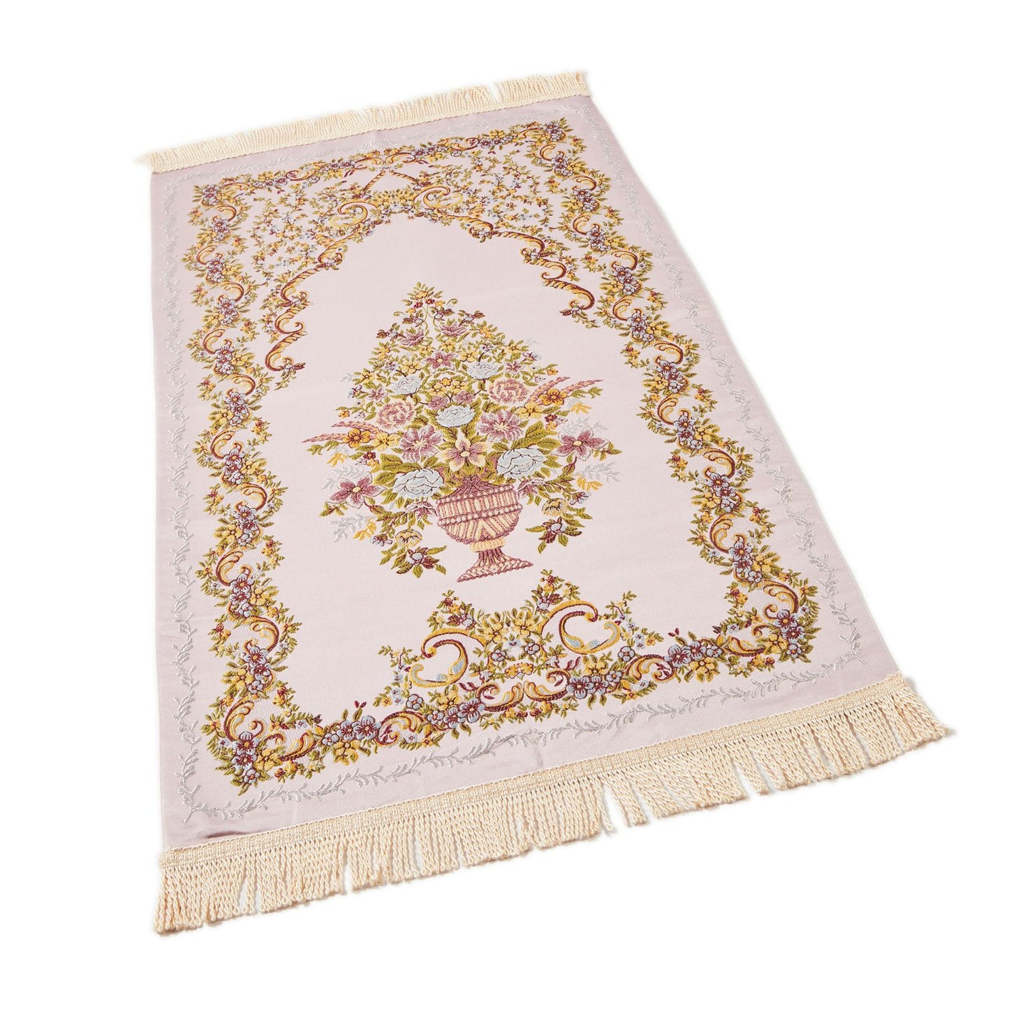 Detailed Floral Embroidered Prayer Rug Islam
