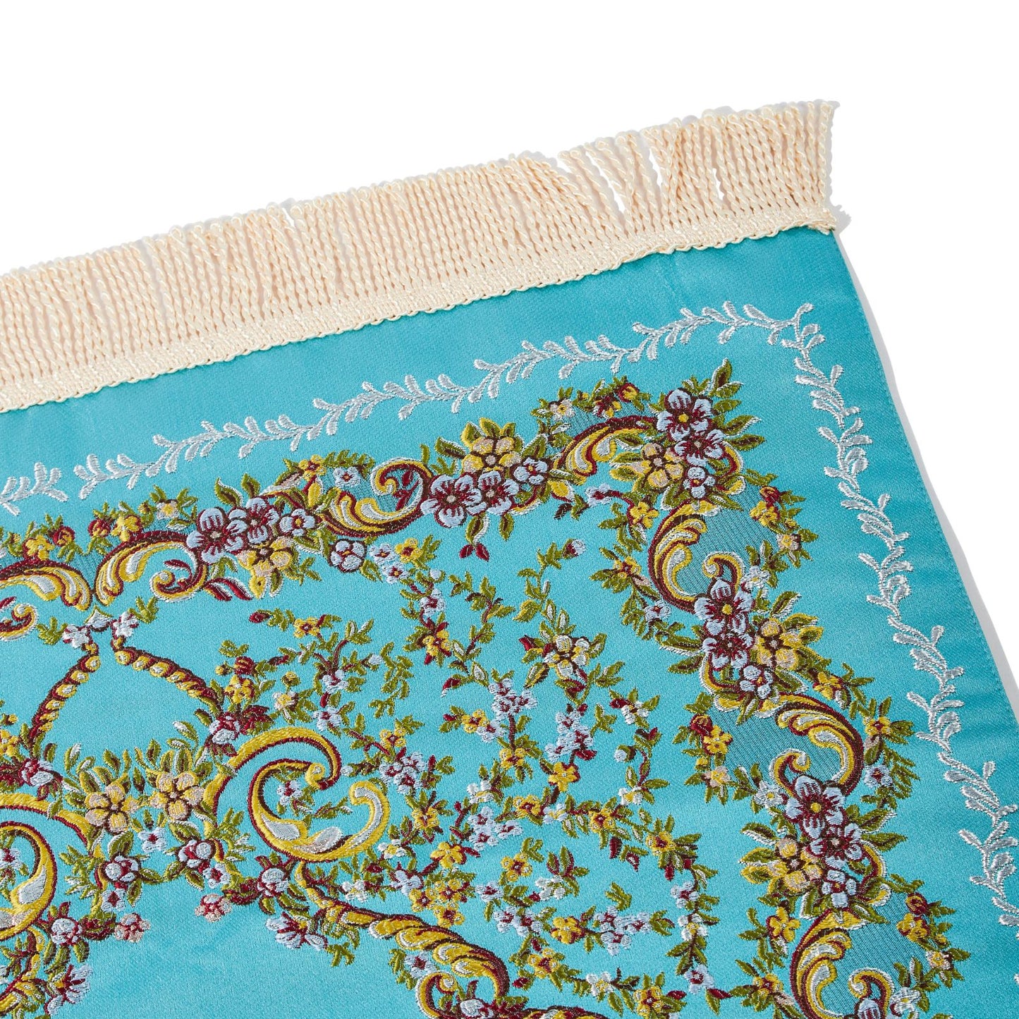 Detailed Floral Embroidered Prayer Rug Islam