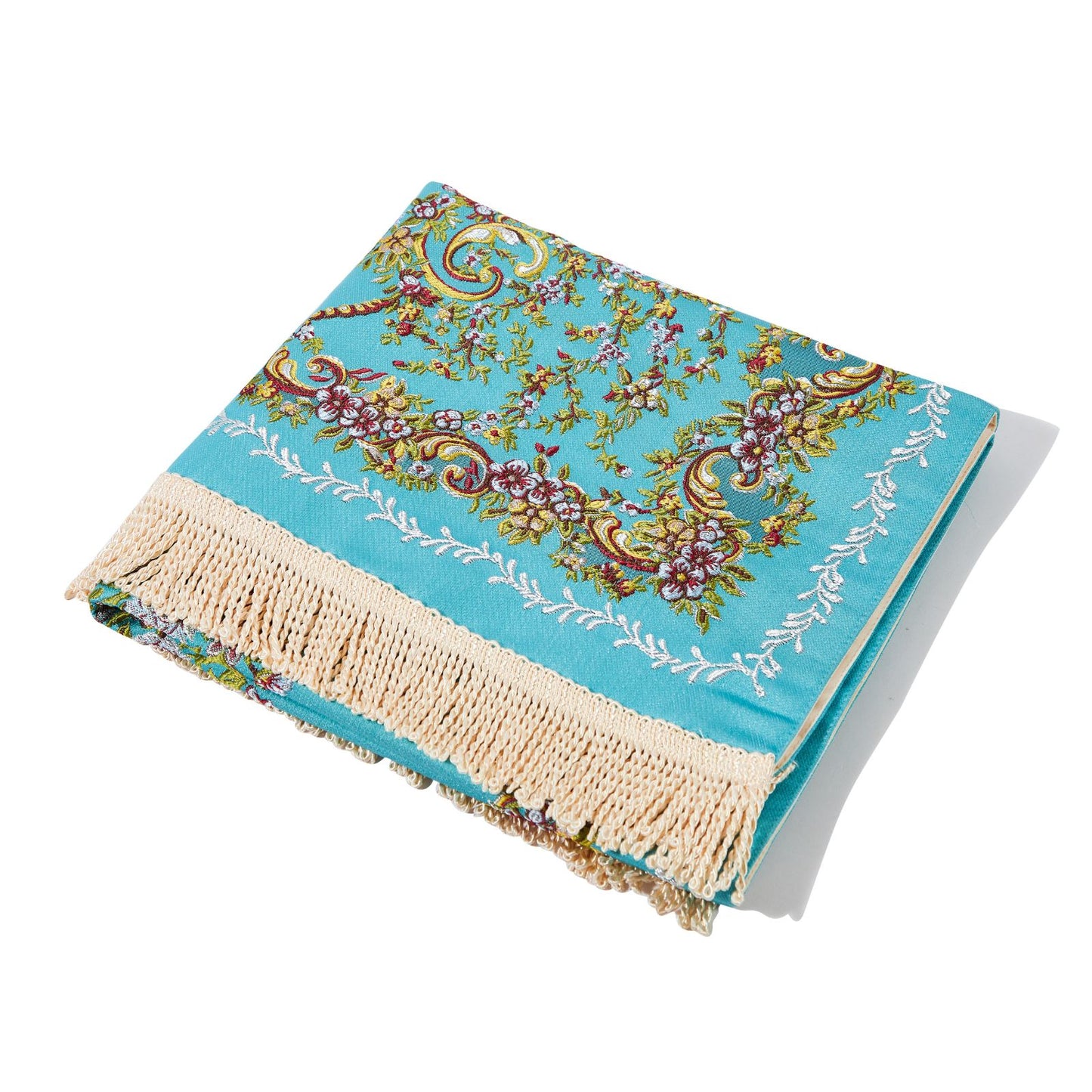 Detailed Floral Embroidered Prayer Rug Islam