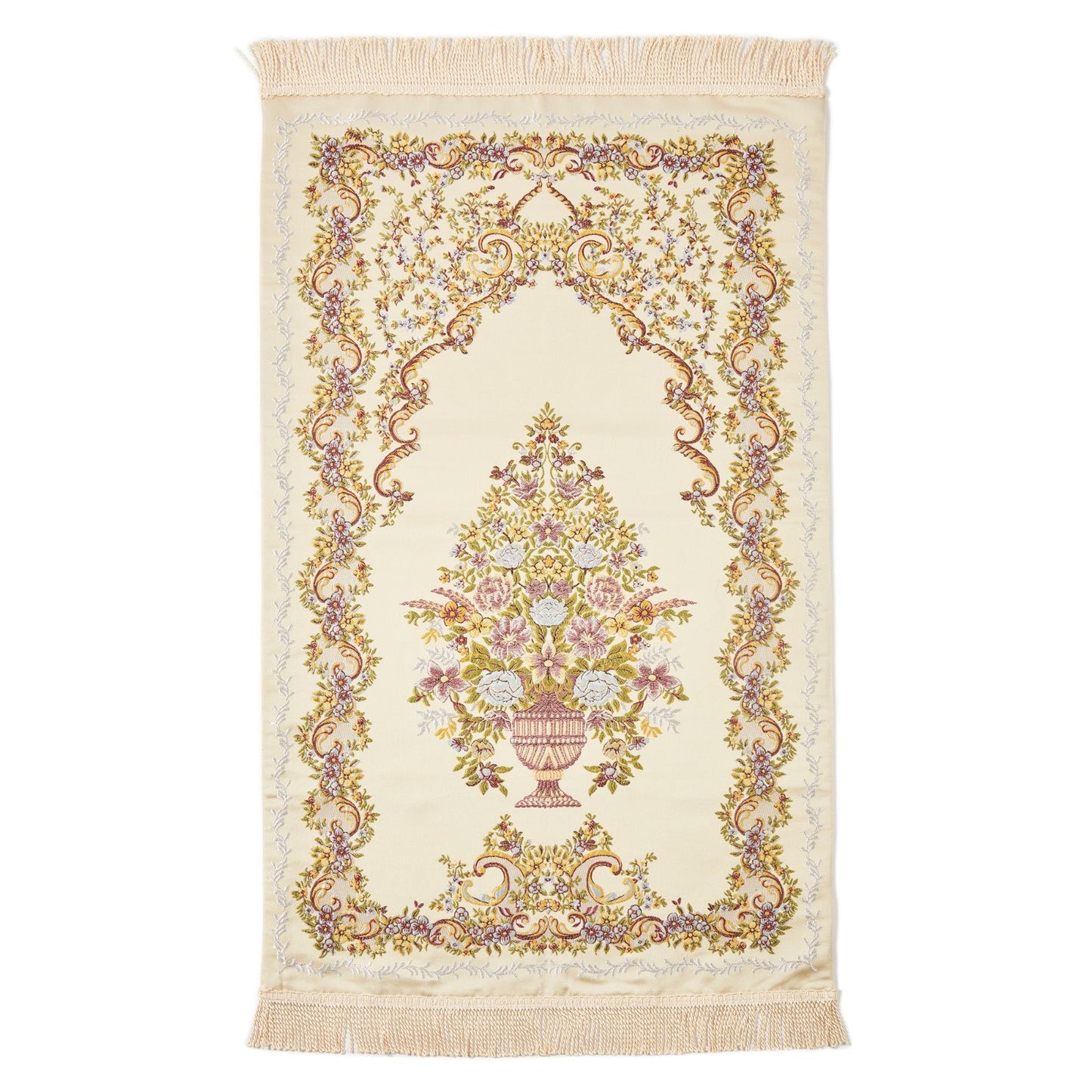 Detailed Floral Embroidered Prayer Rug Islam