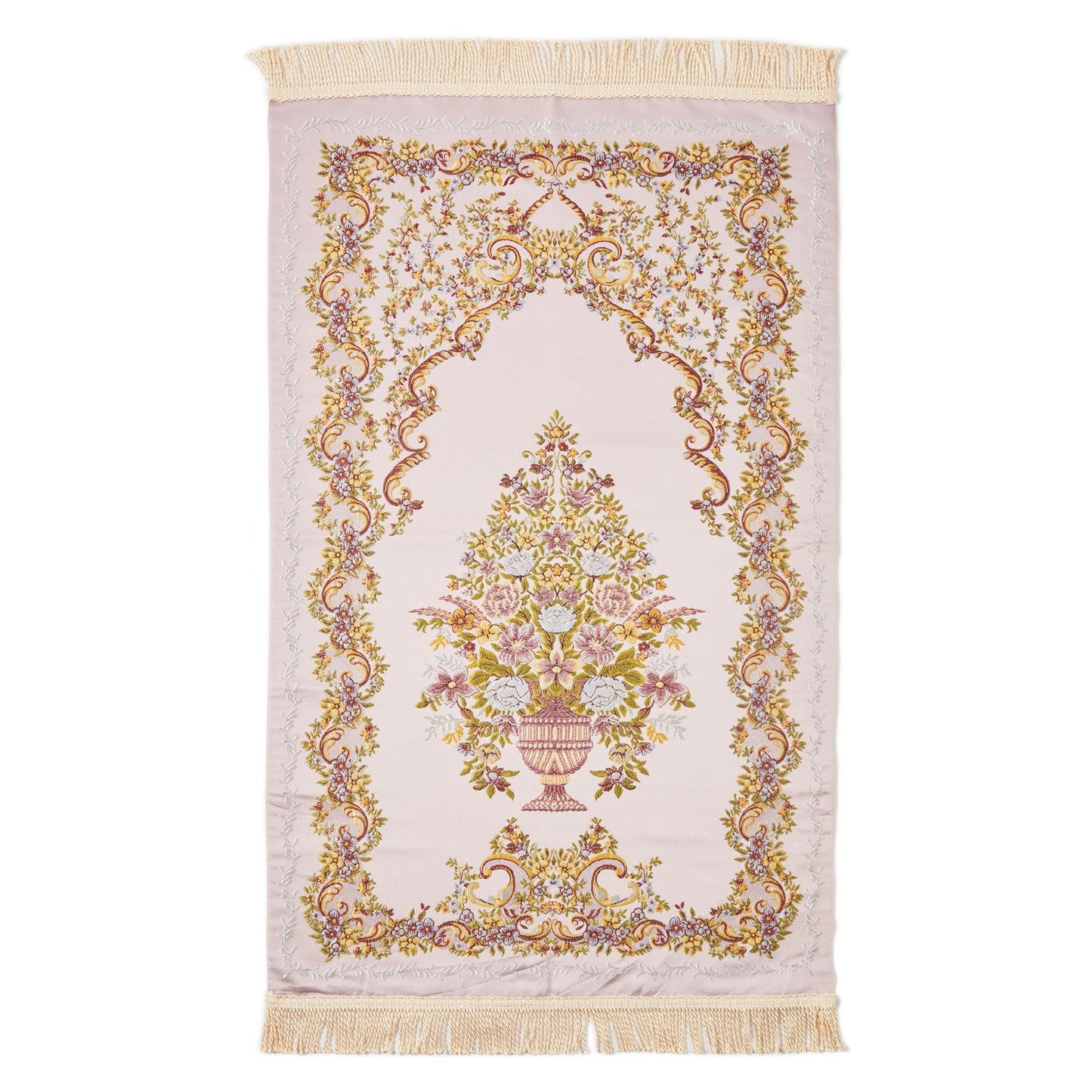 Detailed Floral Embroidered Prayer Rug Islam
