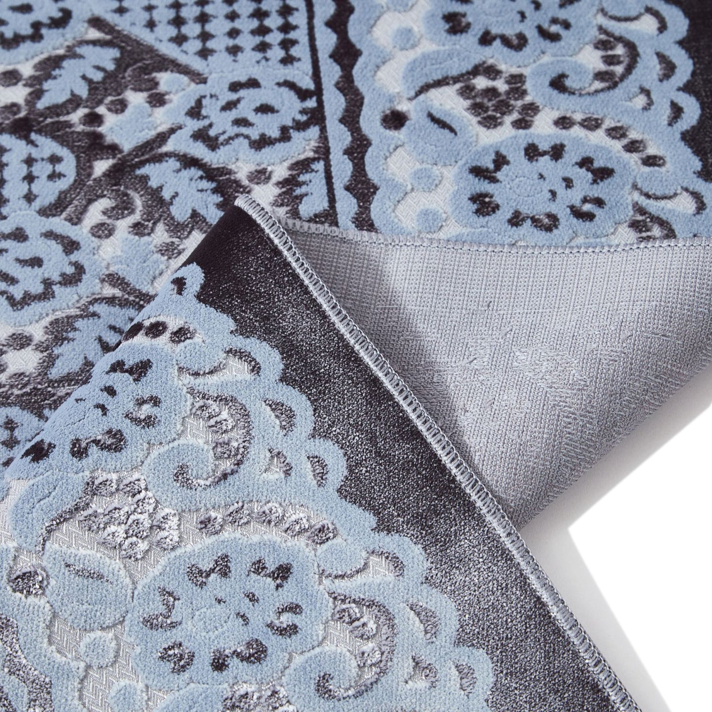 Glossy Embossed Flower & Leaves Prayer Rug