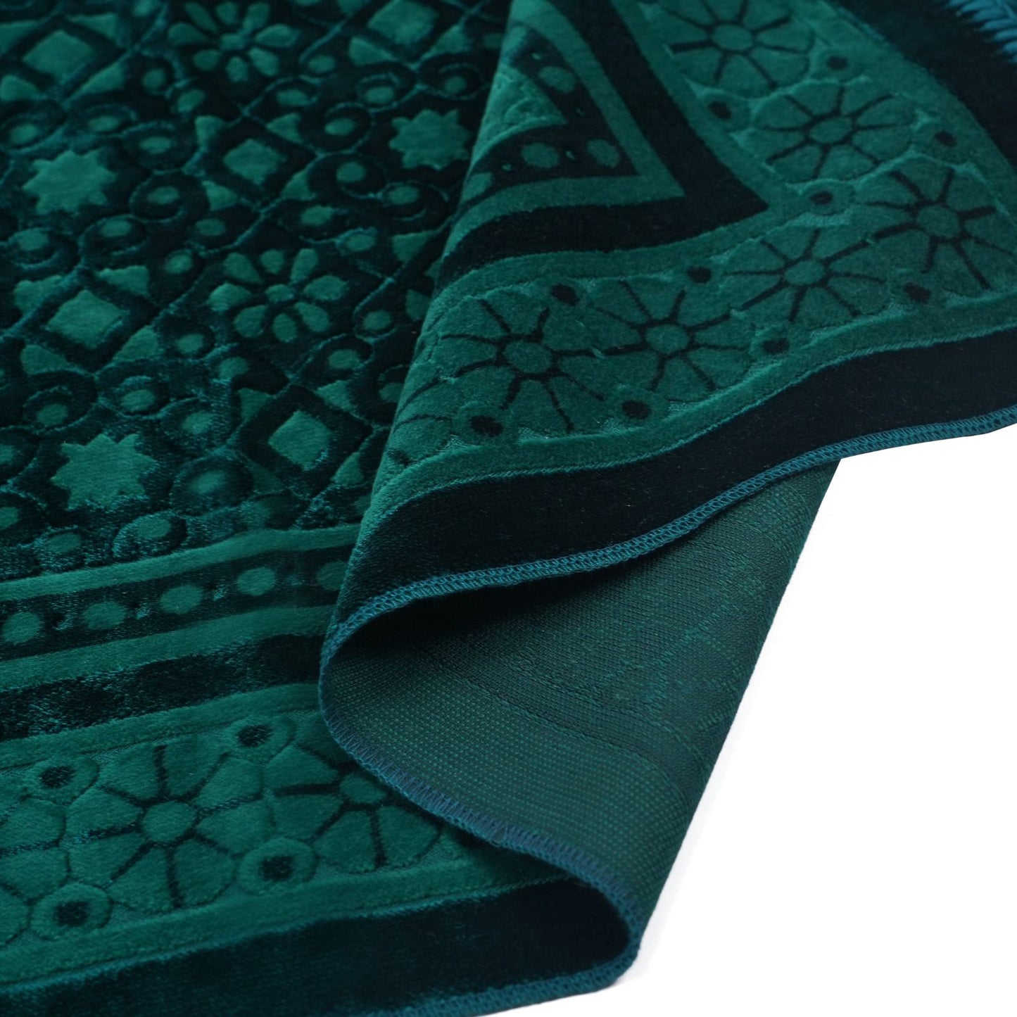 Glossy Embossed Flowers Muslim Prayer Rug