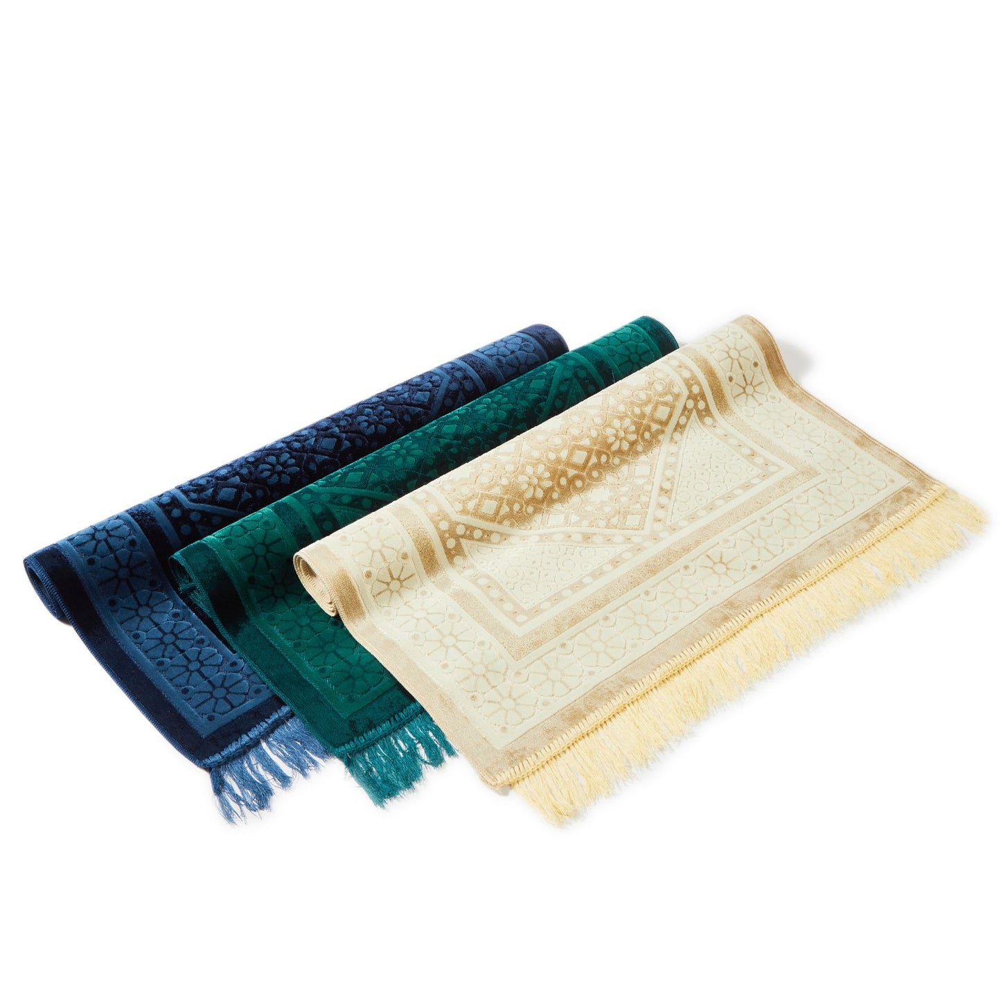 Glossy Embossed Flowers Muslim Prayer Rug
