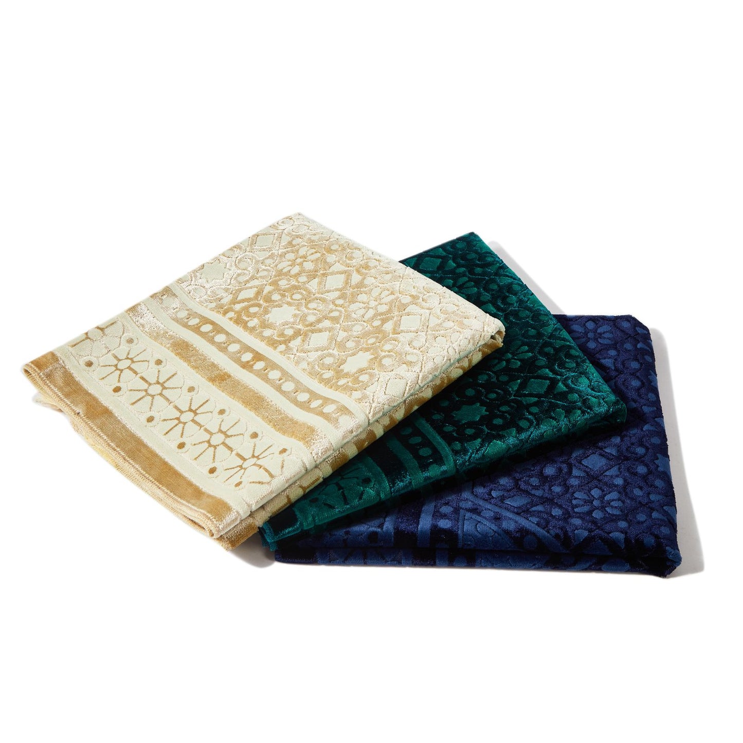 Glossy Embossed Flowers Muslim Prayer Rug