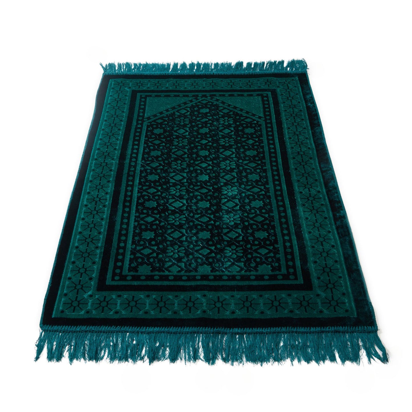 Glossy Embossed Flowers Muslim Prayer Rug