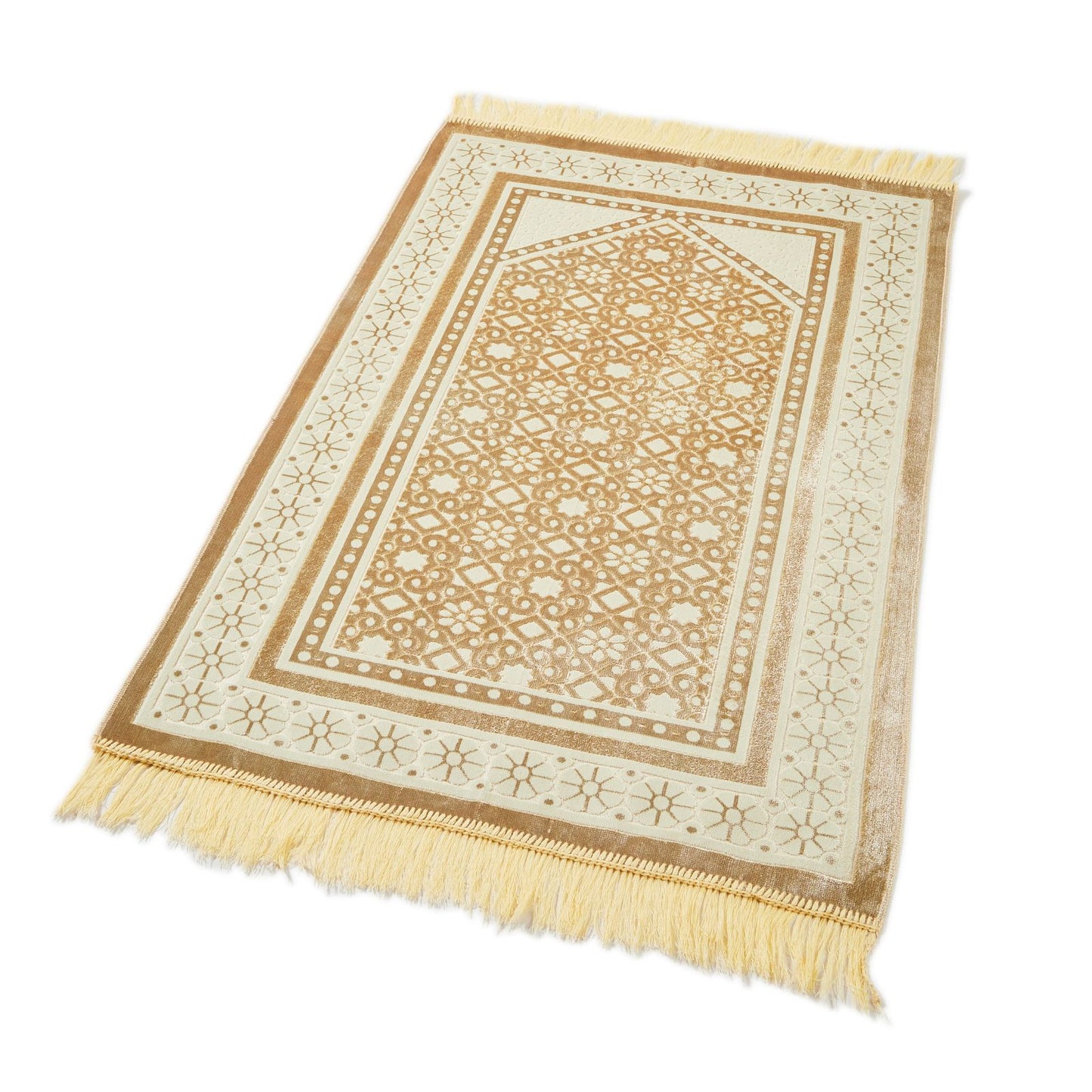 Glossy Embossed Flowers Muslim Prayer Rug