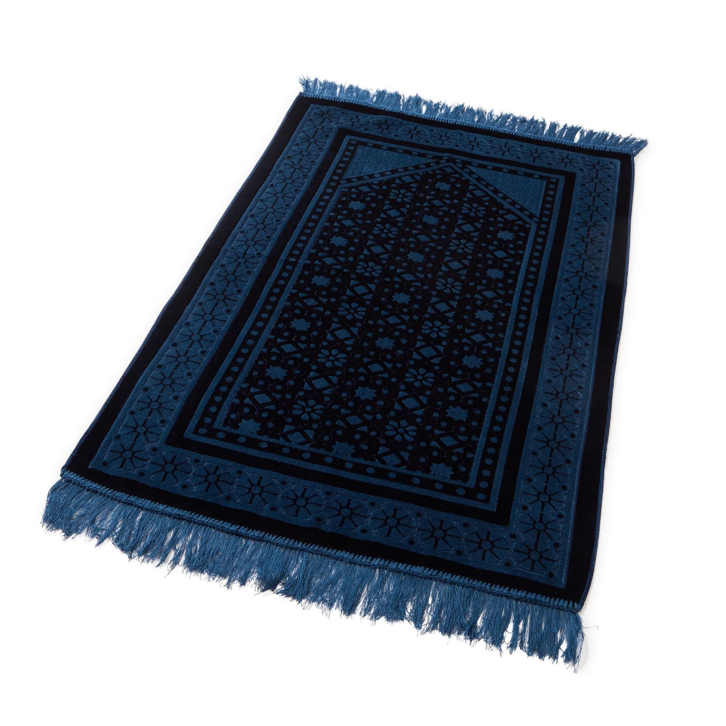 Glossy Embossed Flowers Muslim Prayer Rug