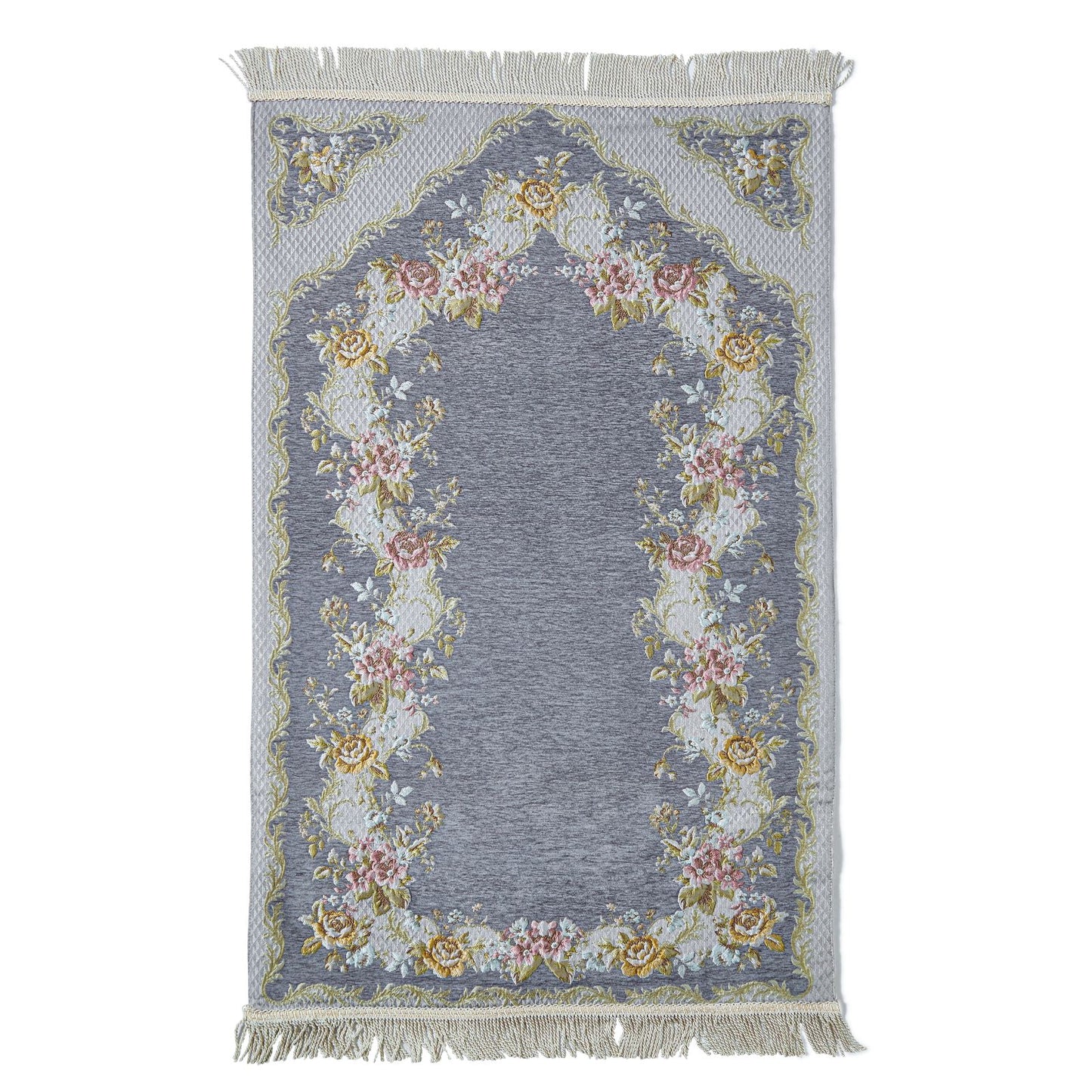 Diamond Pattern Embroidered Rug With Latex Pad