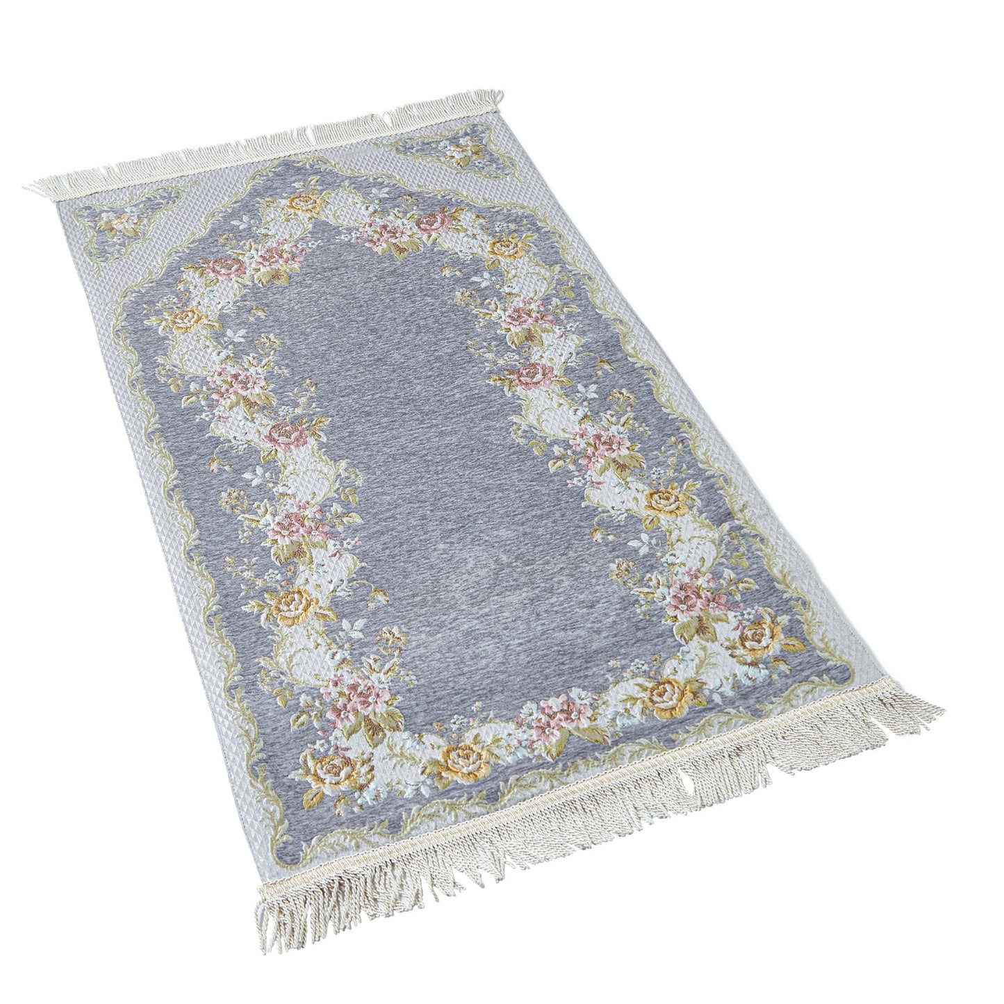 Diamond Pattern Embroidered Rug With Latex Pad