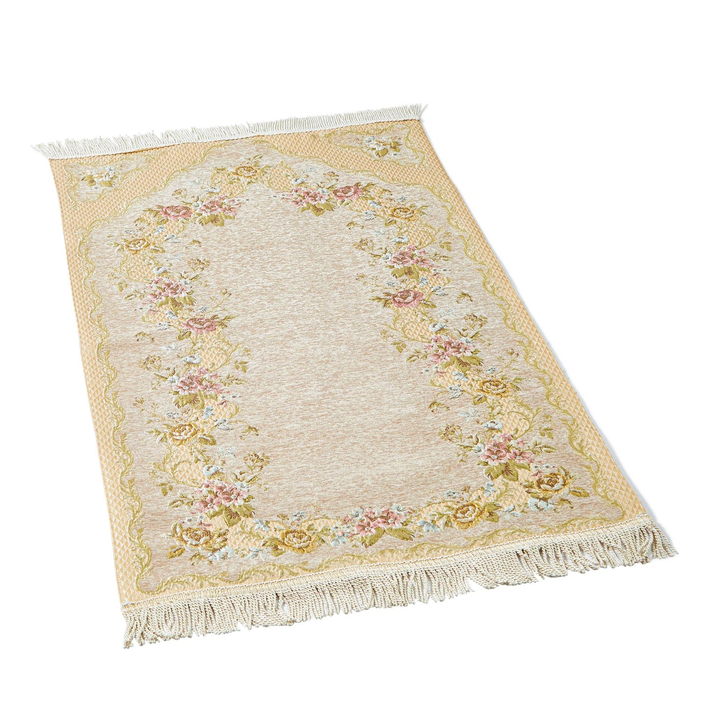 Diamond Pattern Embroidered Rug With Latex Pad