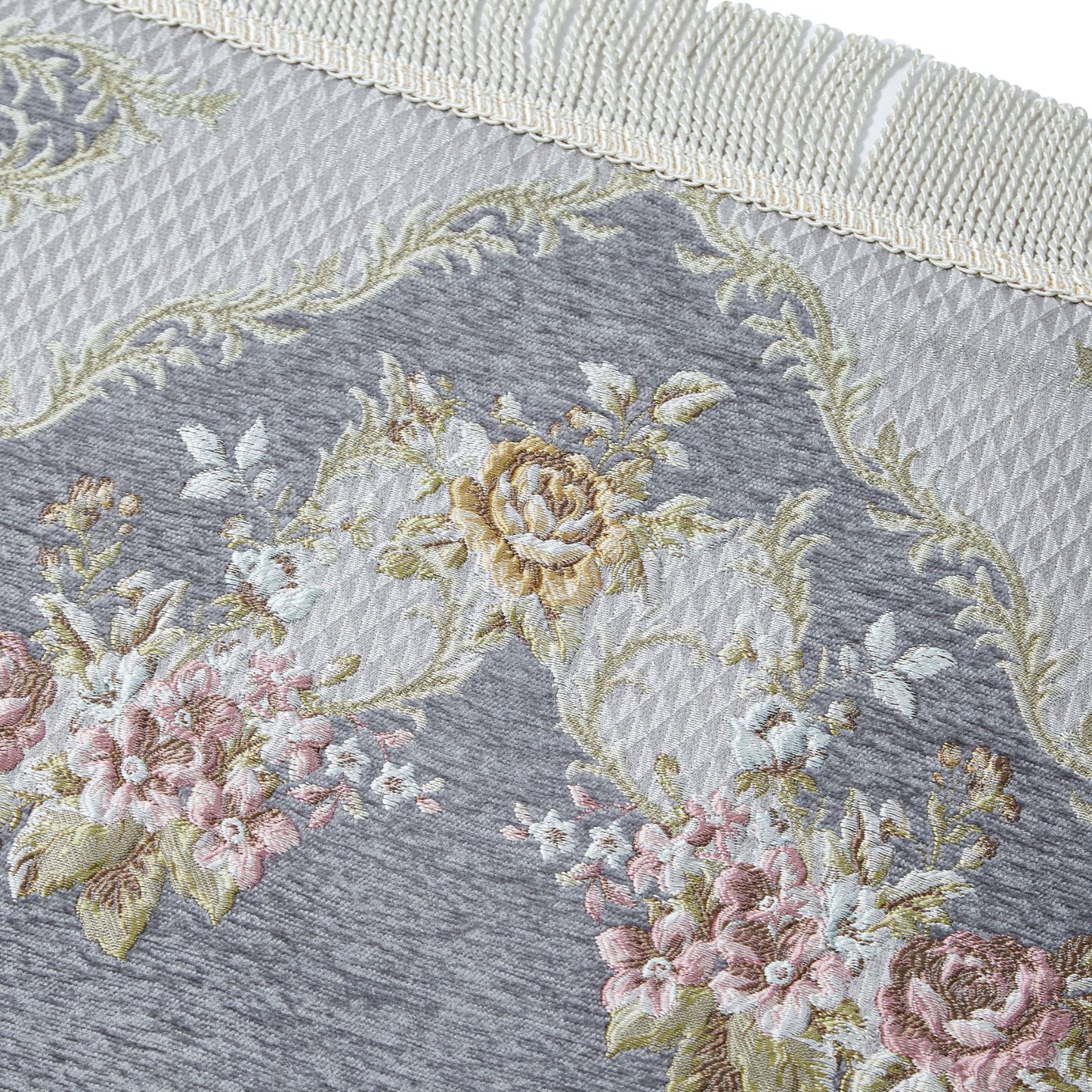 Diamond Pattern Embroidered Rug With Latex Pad