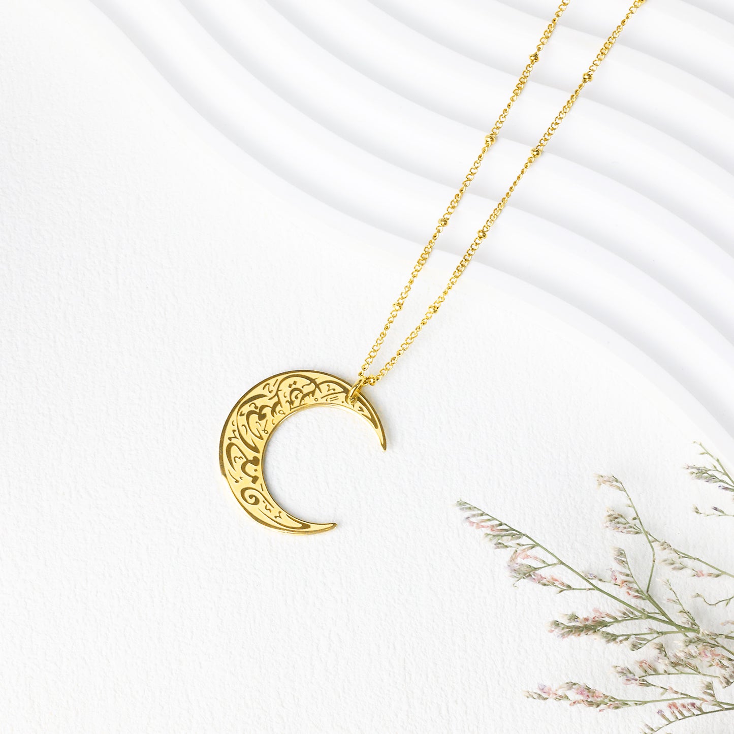 "With Hardship Comes Ease" Moon Necklace