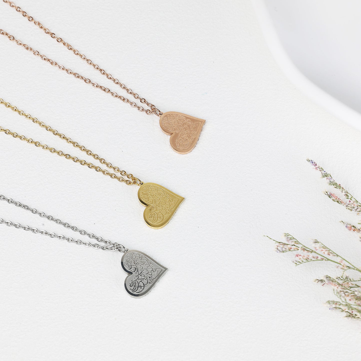 Heart-Shaped Arabic Quote Necklace