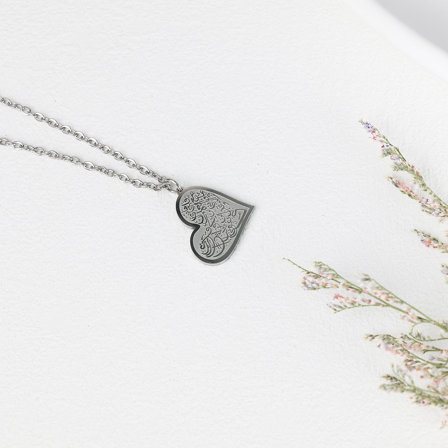 Heart-Shaped Arabic Quote Necklace