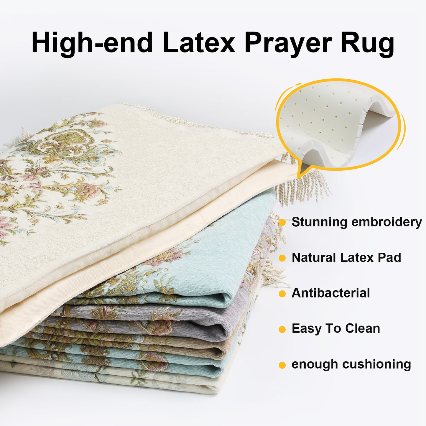 Diamond Pattern Embroidered Rug With Latex Pad