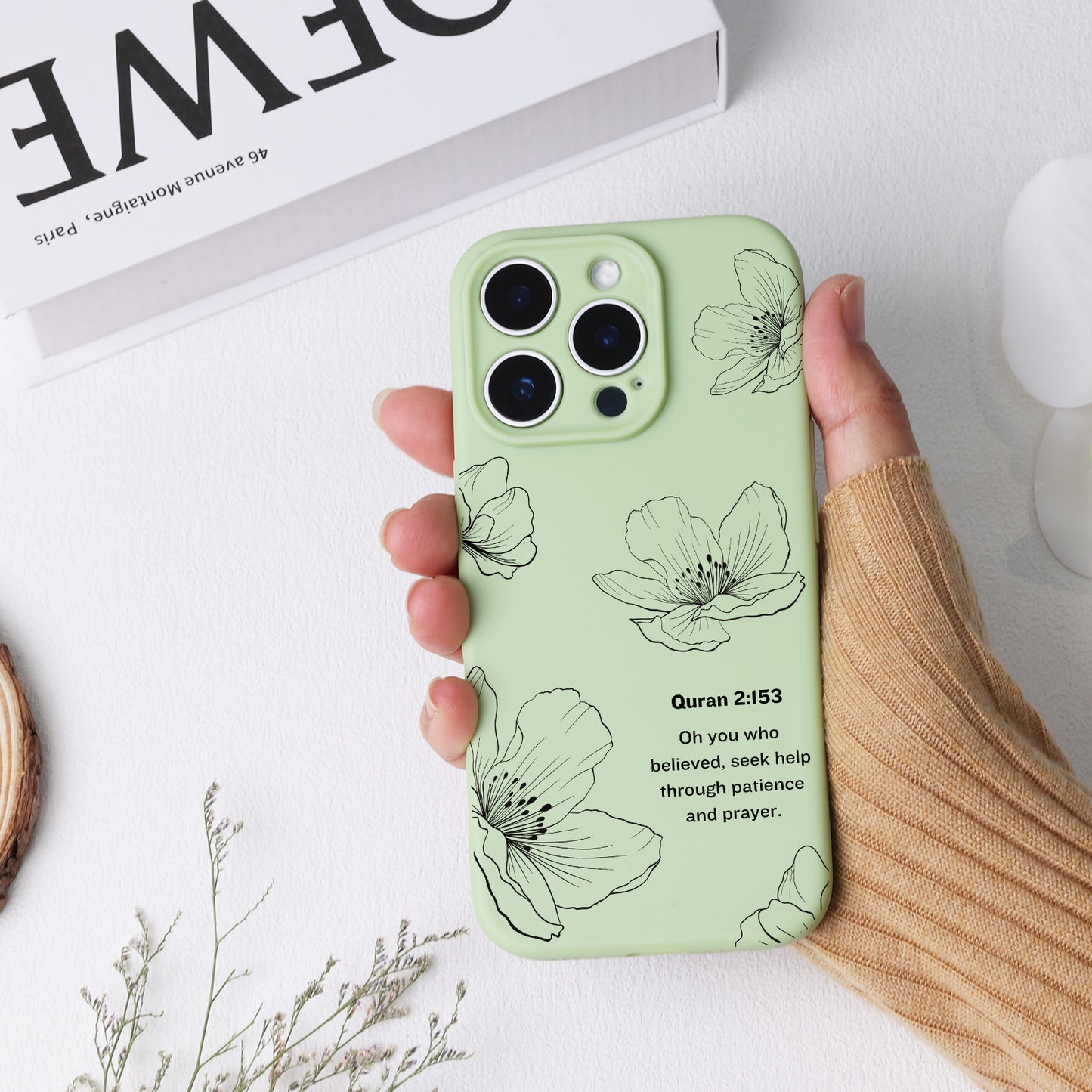 Line Flowers with Quran Quote Phone Case