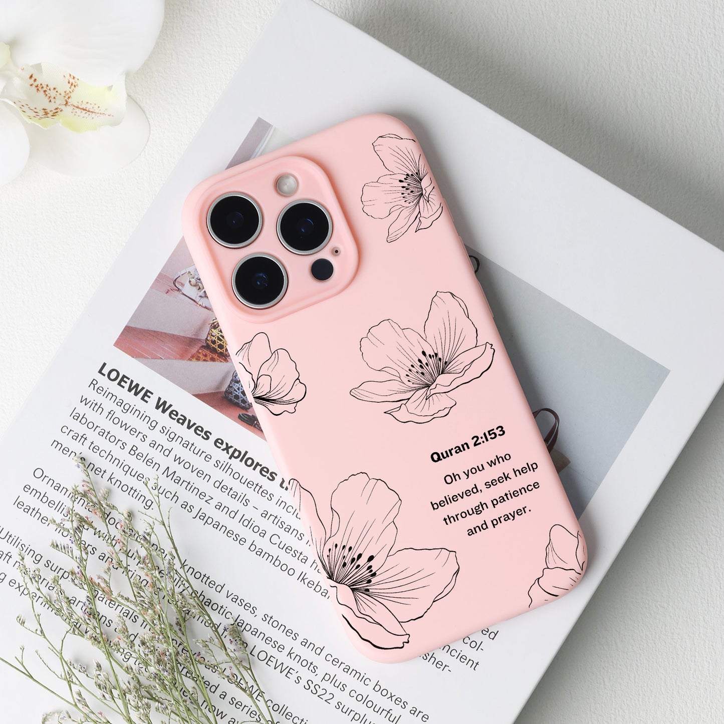 Line Flowers with Quran Quote Phone Case