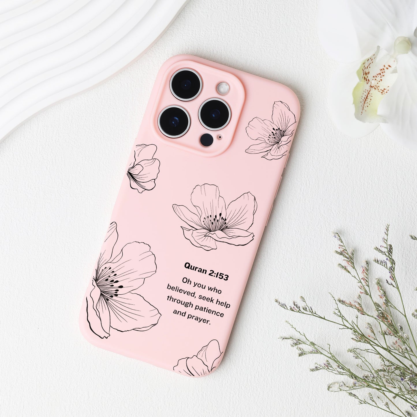 Line Flowers with Quran Quote Phone Case