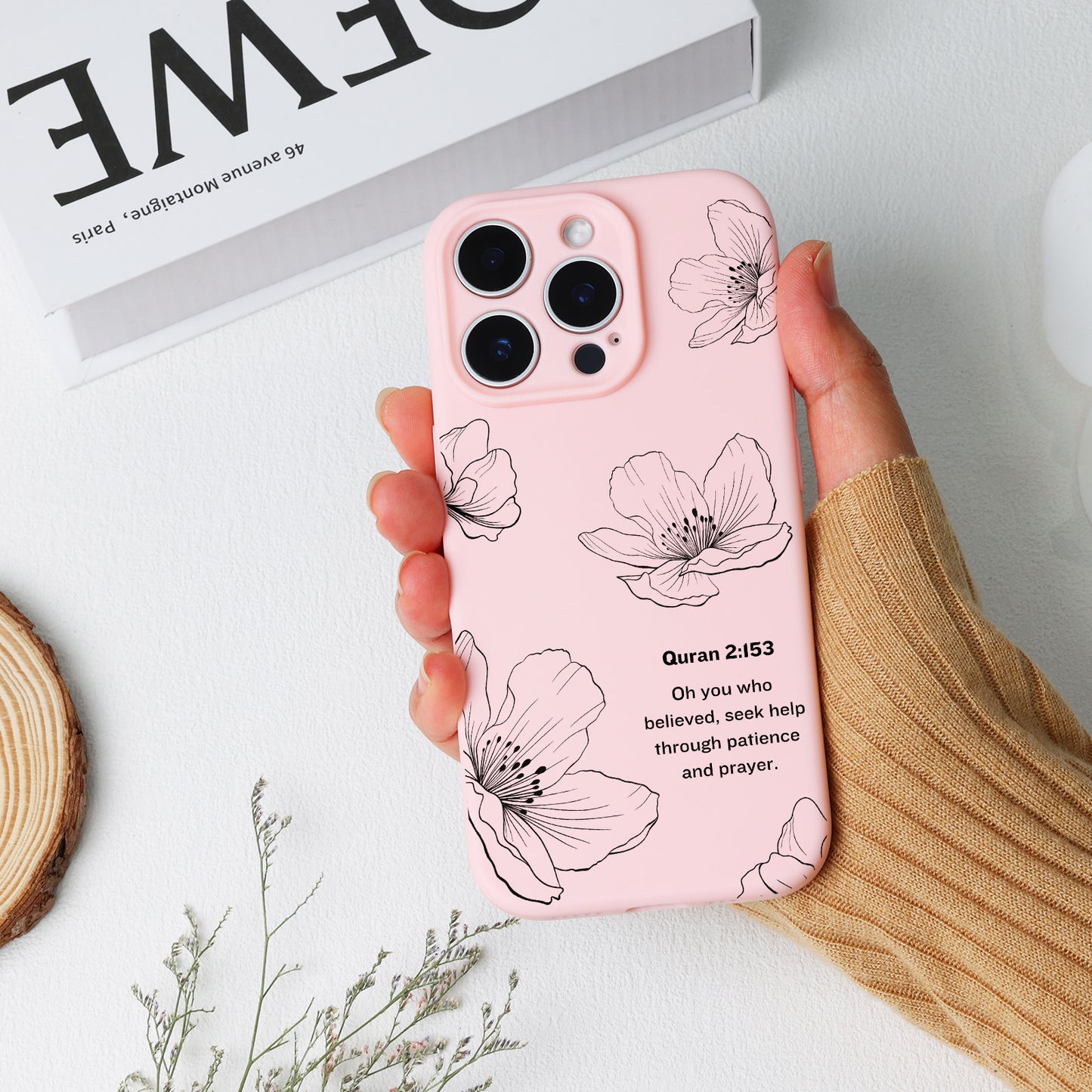 Line Flowers with Quran Quote Phone Case