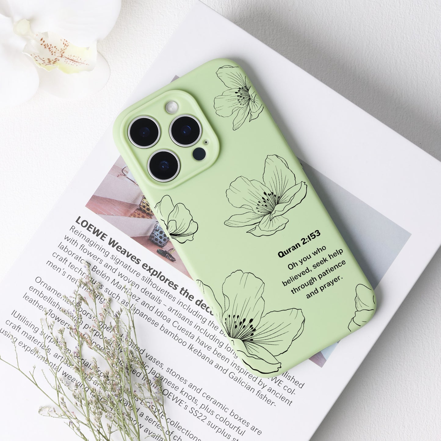 Line Flowers with Quran Quote Phone Case