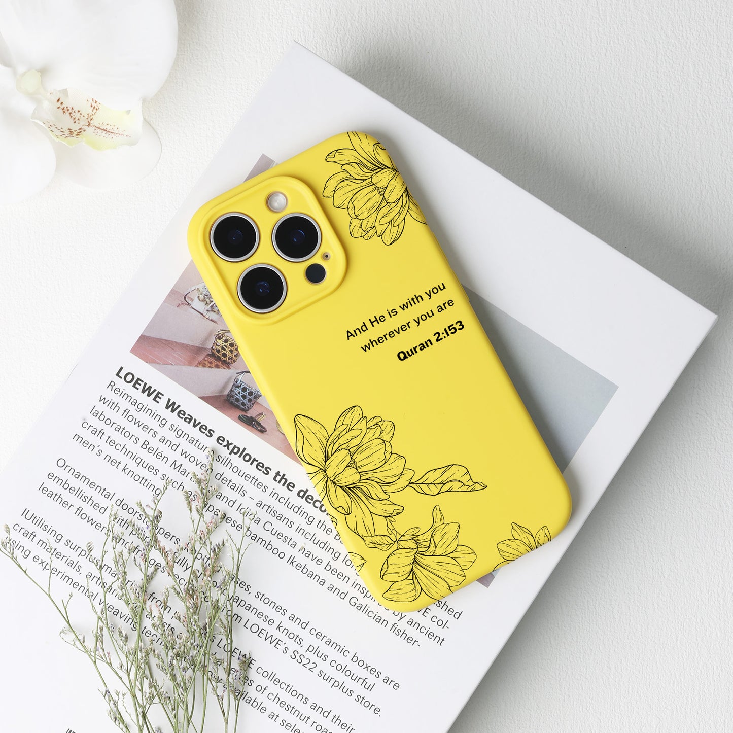 Magnolia with Quran Quote Phone Case