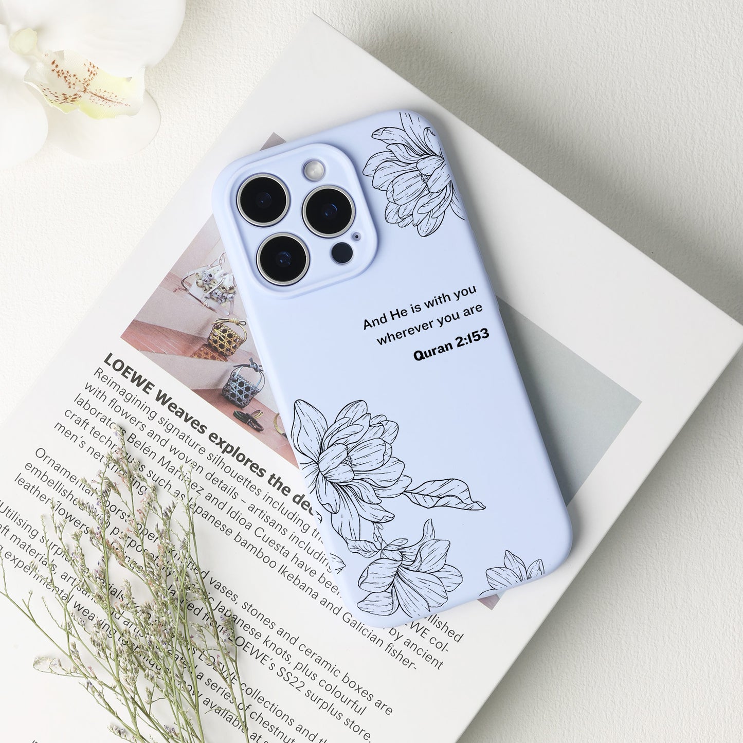 Magnolia with Quran Quote Phone Case