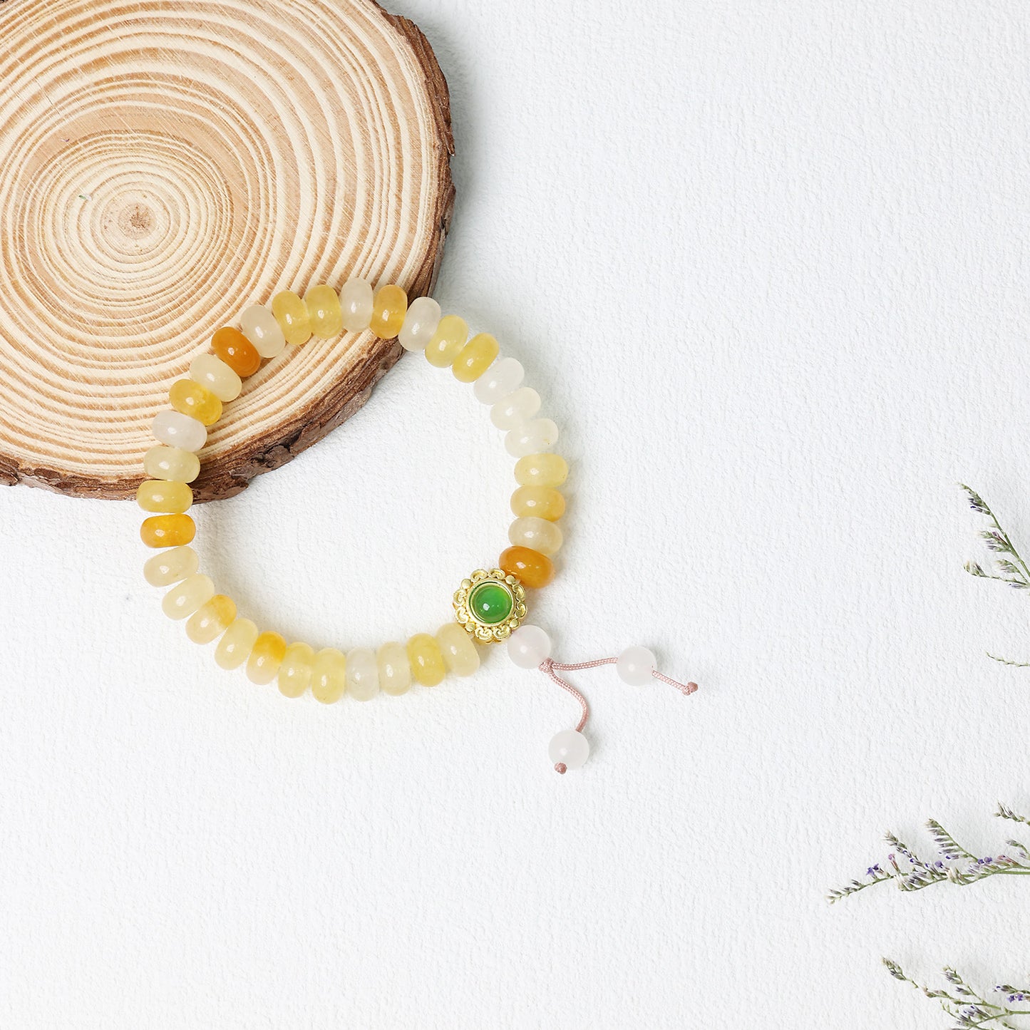 Natural Yellow Jade Bracelet Tasbih 33 Beads