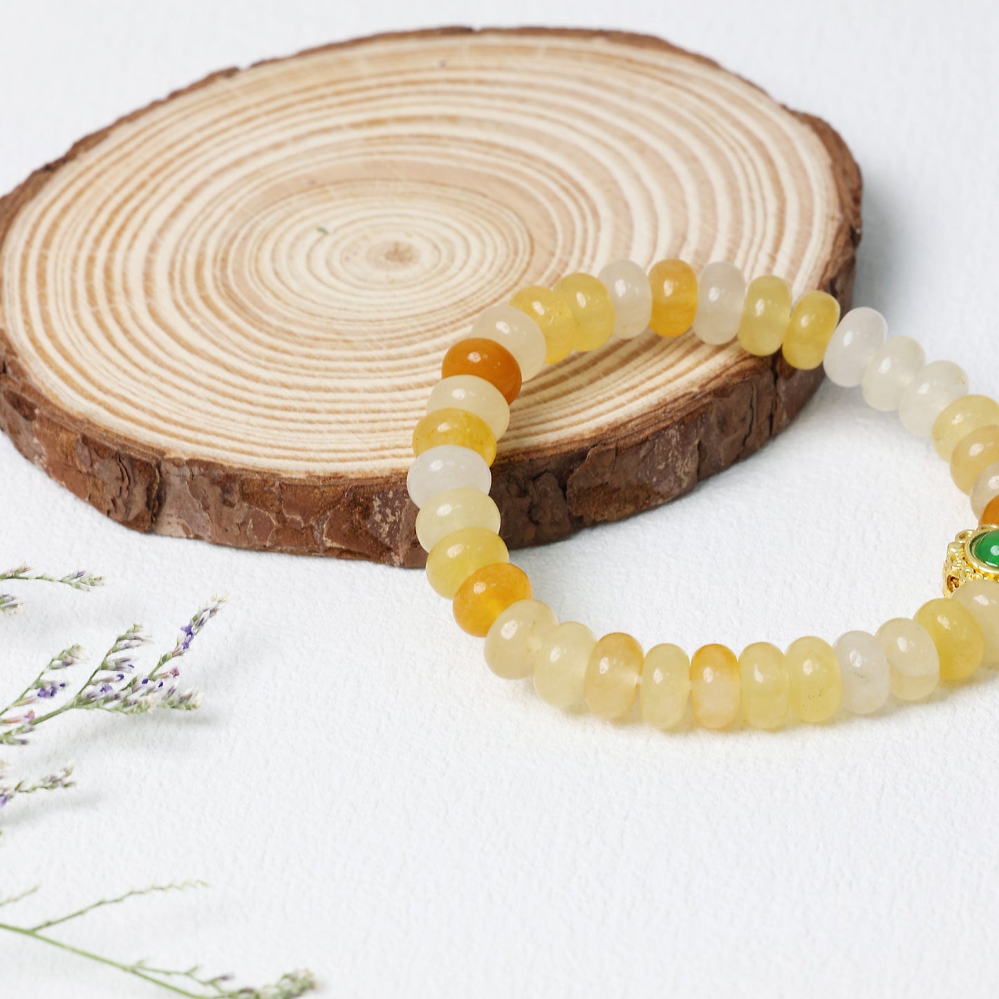 Natural Yellow Jade Bracelet Tasbih 33 Beads