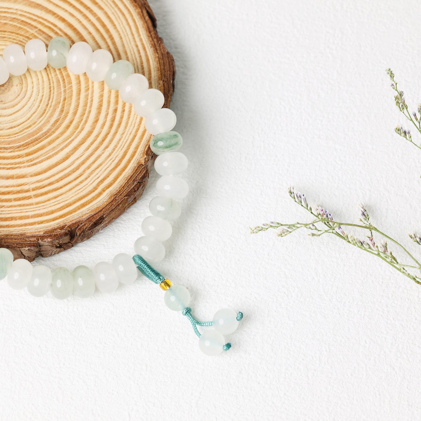 Natural White Jade Bracelet Tasbih 33 Beads
