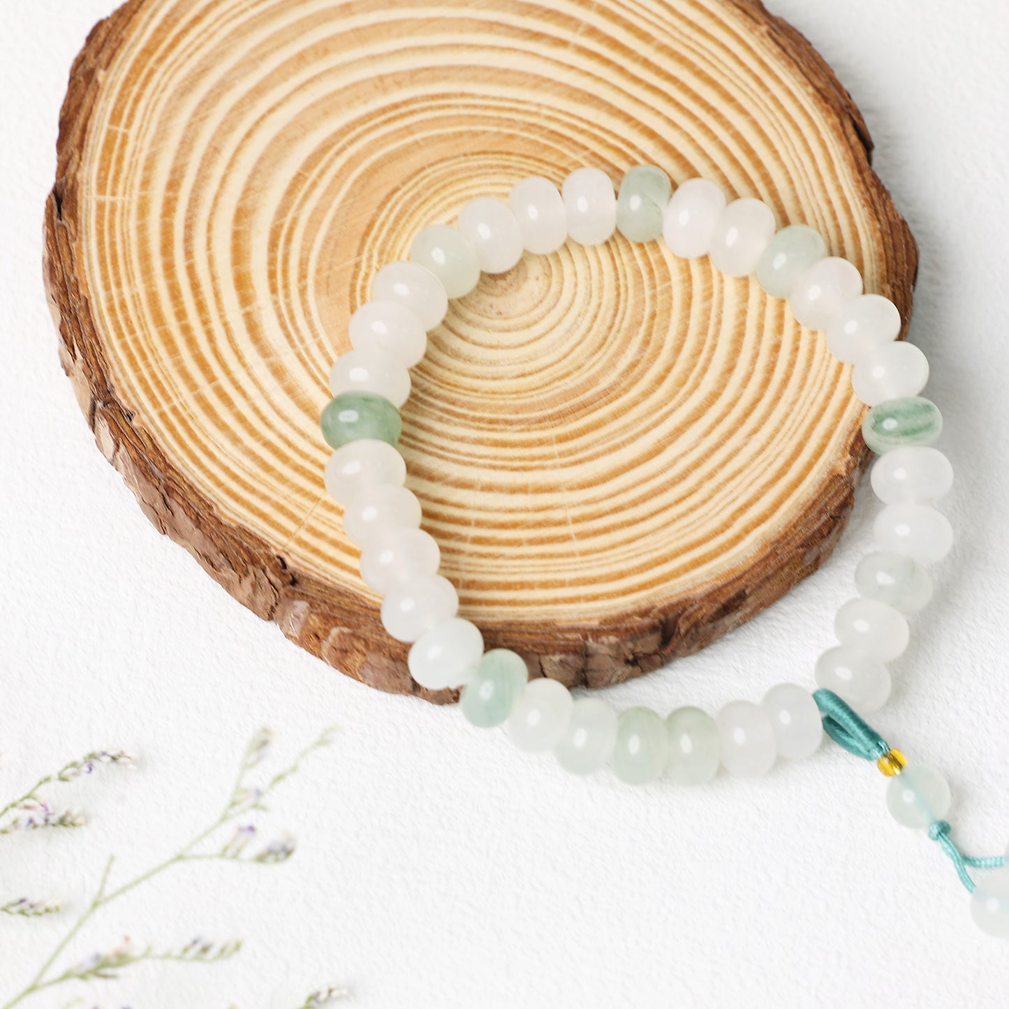 Natural White Jade Bracelet Tasbih 33 Beads