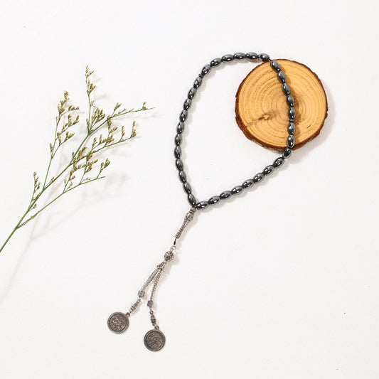 Oval Hematite–Tasbih Islamic Prayer Beads