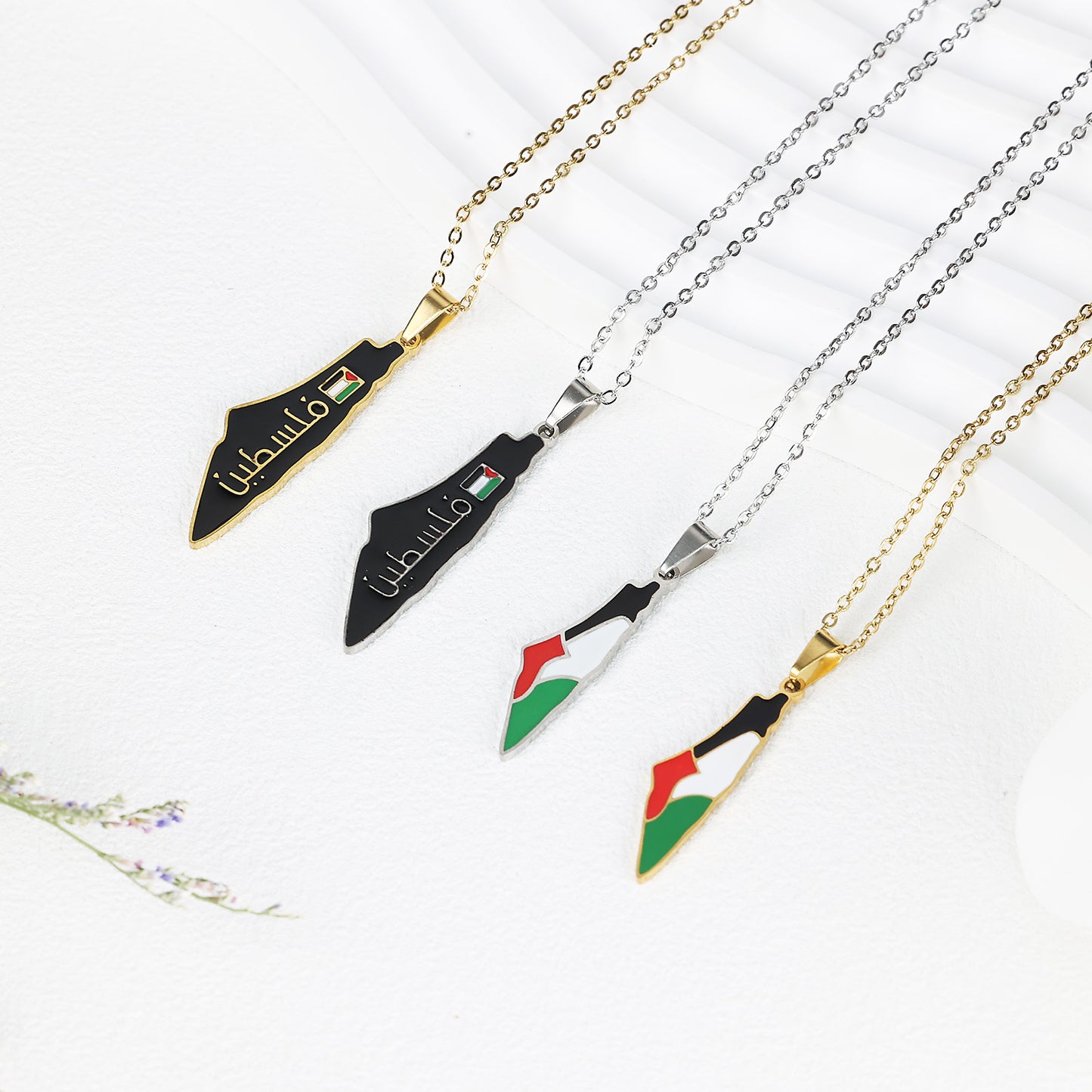 Palestine Map Shape Necklace