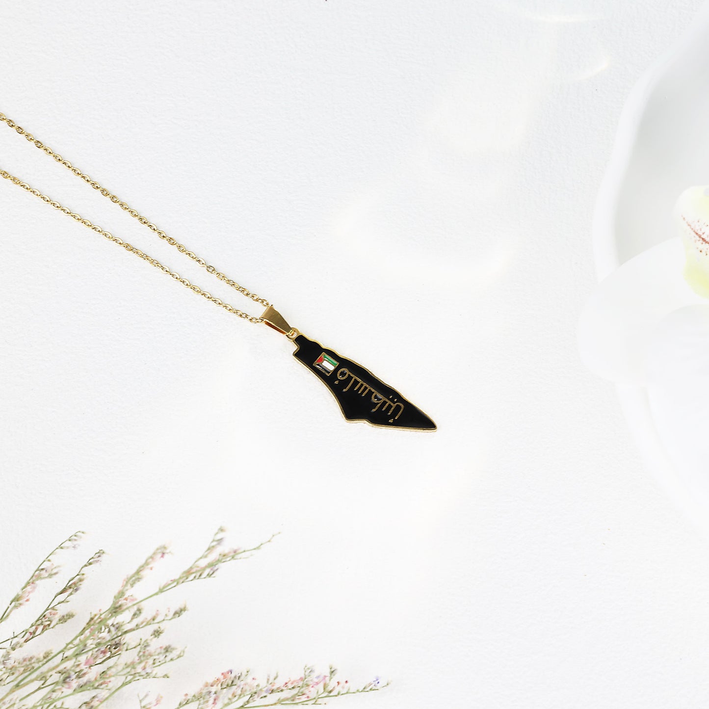 Palestine Map Shape Necklace