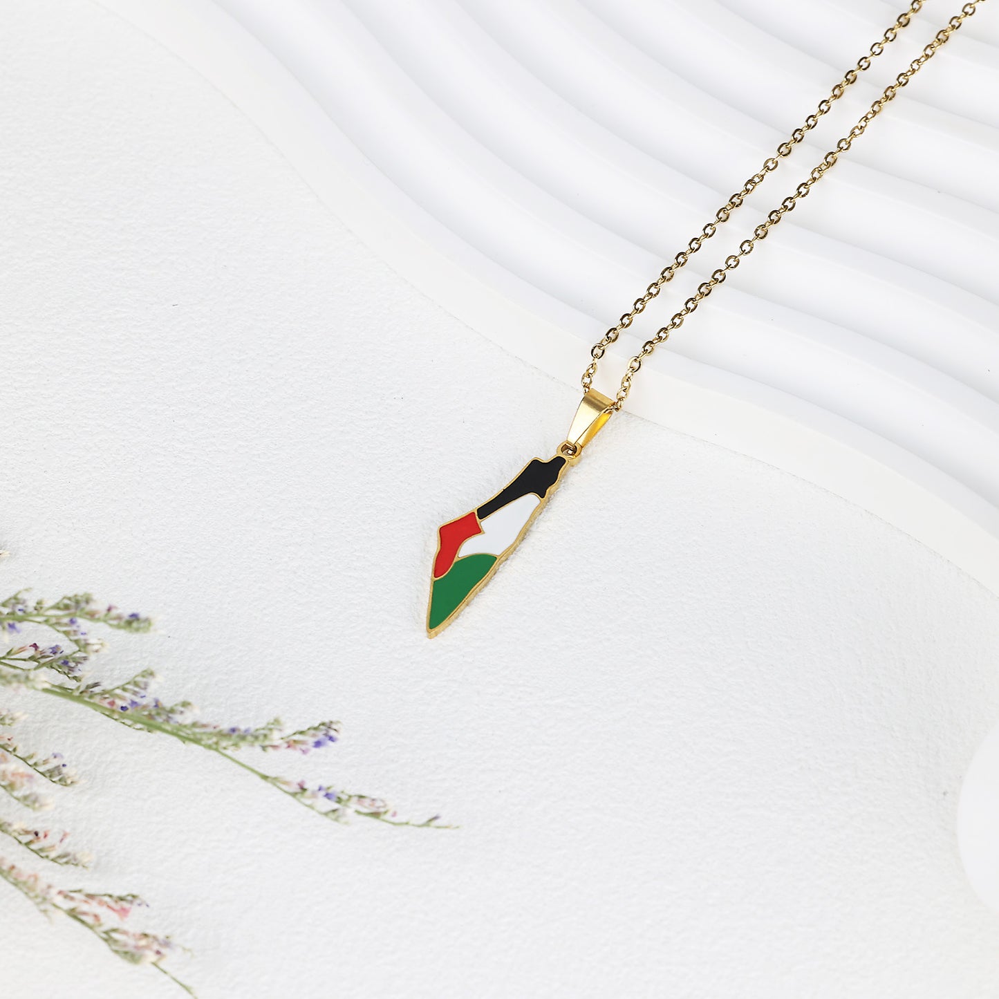 Palestine Map Shape Necklace