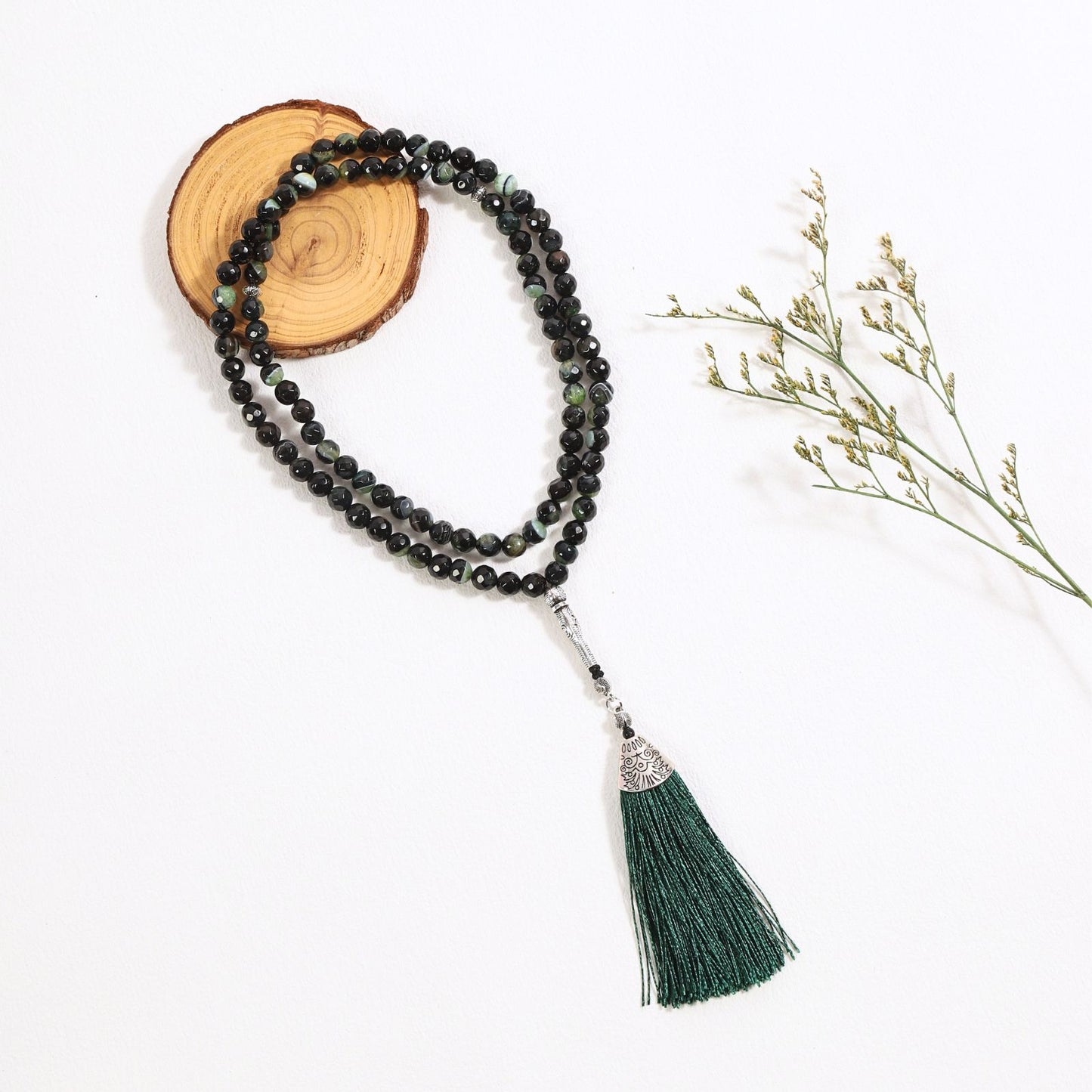 Polyhedron Dark Green Agate – Tasbih Islamic Prayer Beads