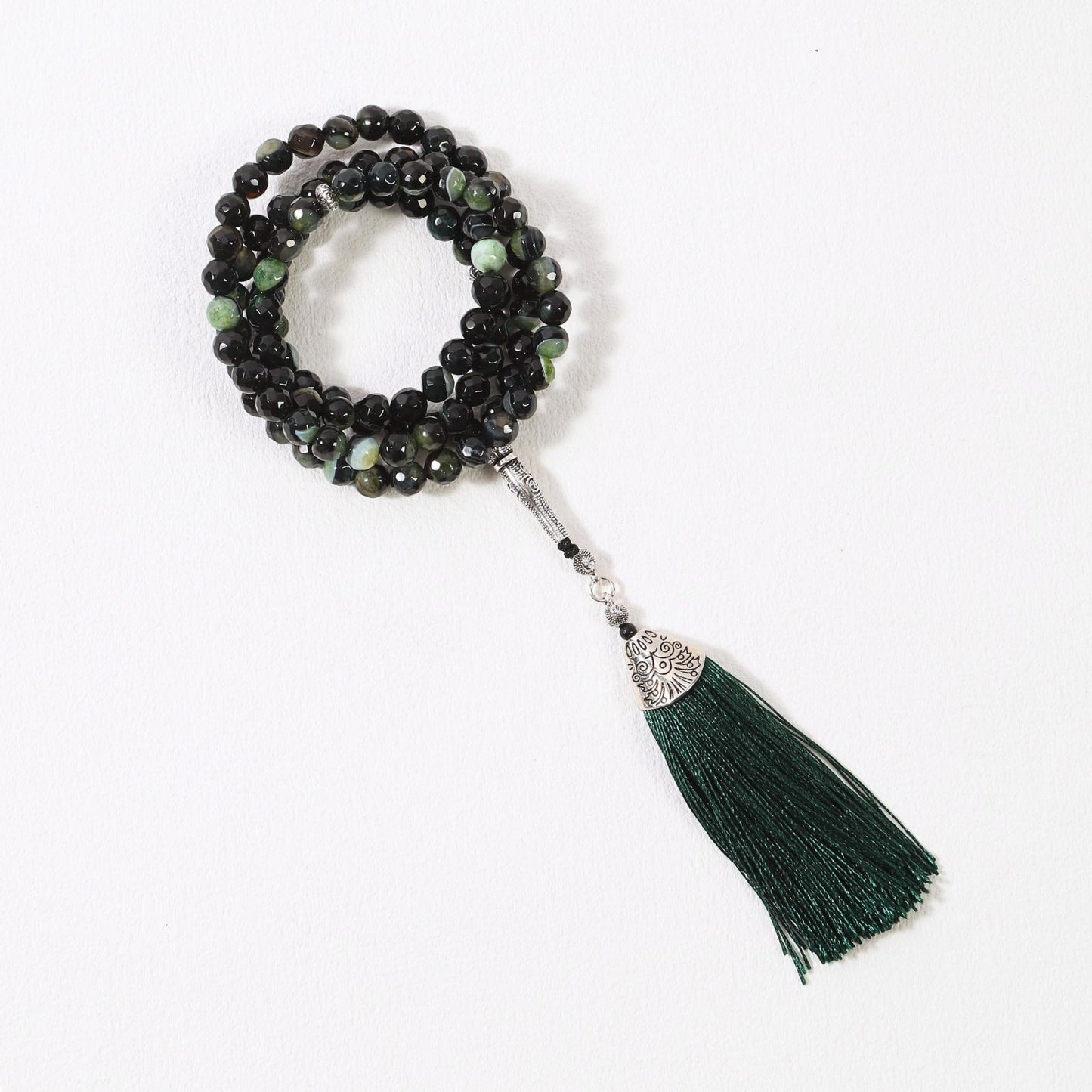 Polyhedron Dark Green Agate – Tasbih Islamic Prayer Beads
