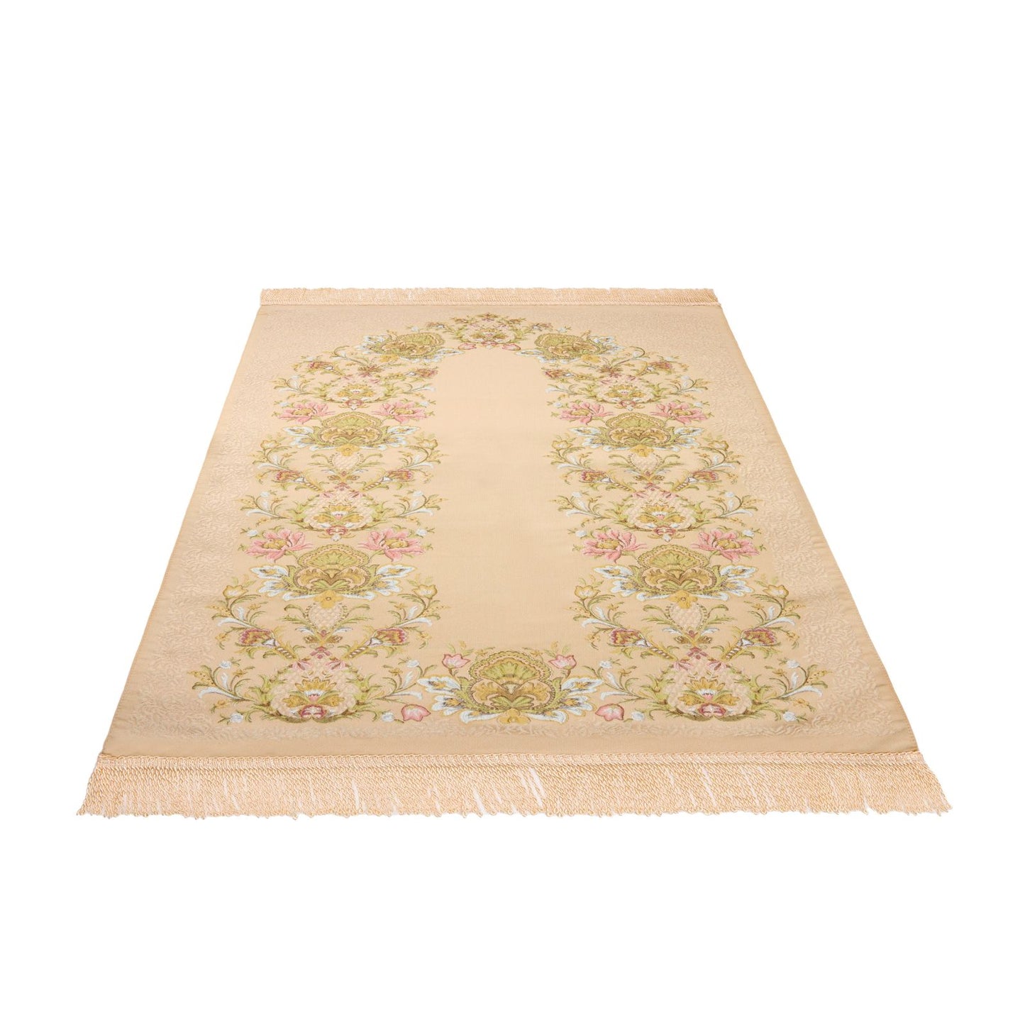 Silky & Lustrous Embroidered Prayer Rug