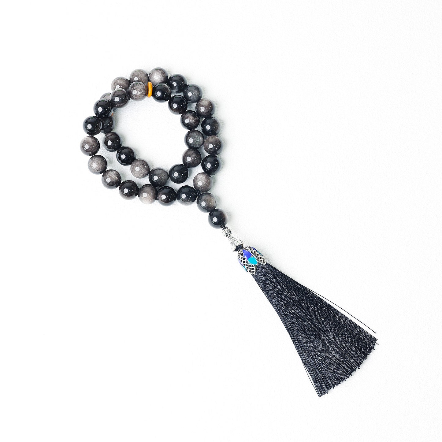 Silver Obsidian Stone – Tasbih Islamic Prayer Beads