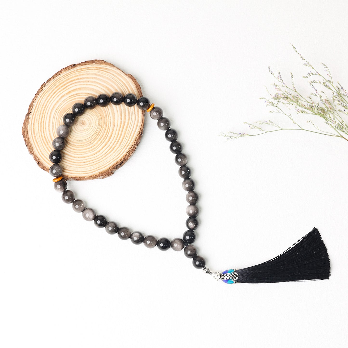 Silver Obsidian Stone – Tasbih Islamic Prayer Beads